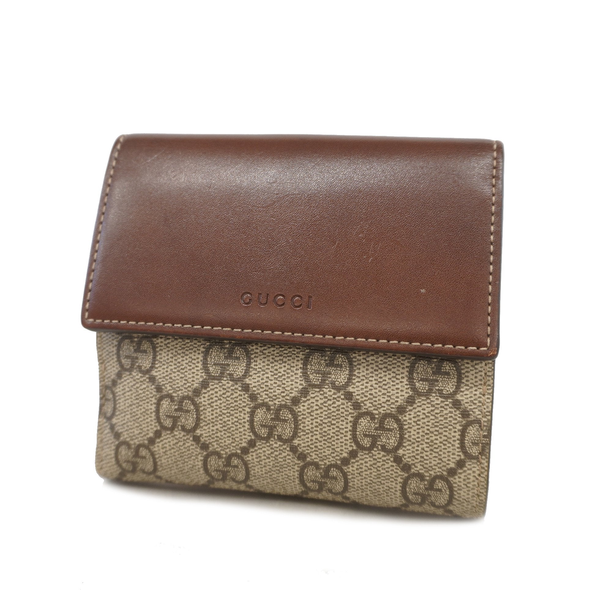 Gucci Bifold Wallet 410104 GG SupremeLeather BeigeBrown Gold metal