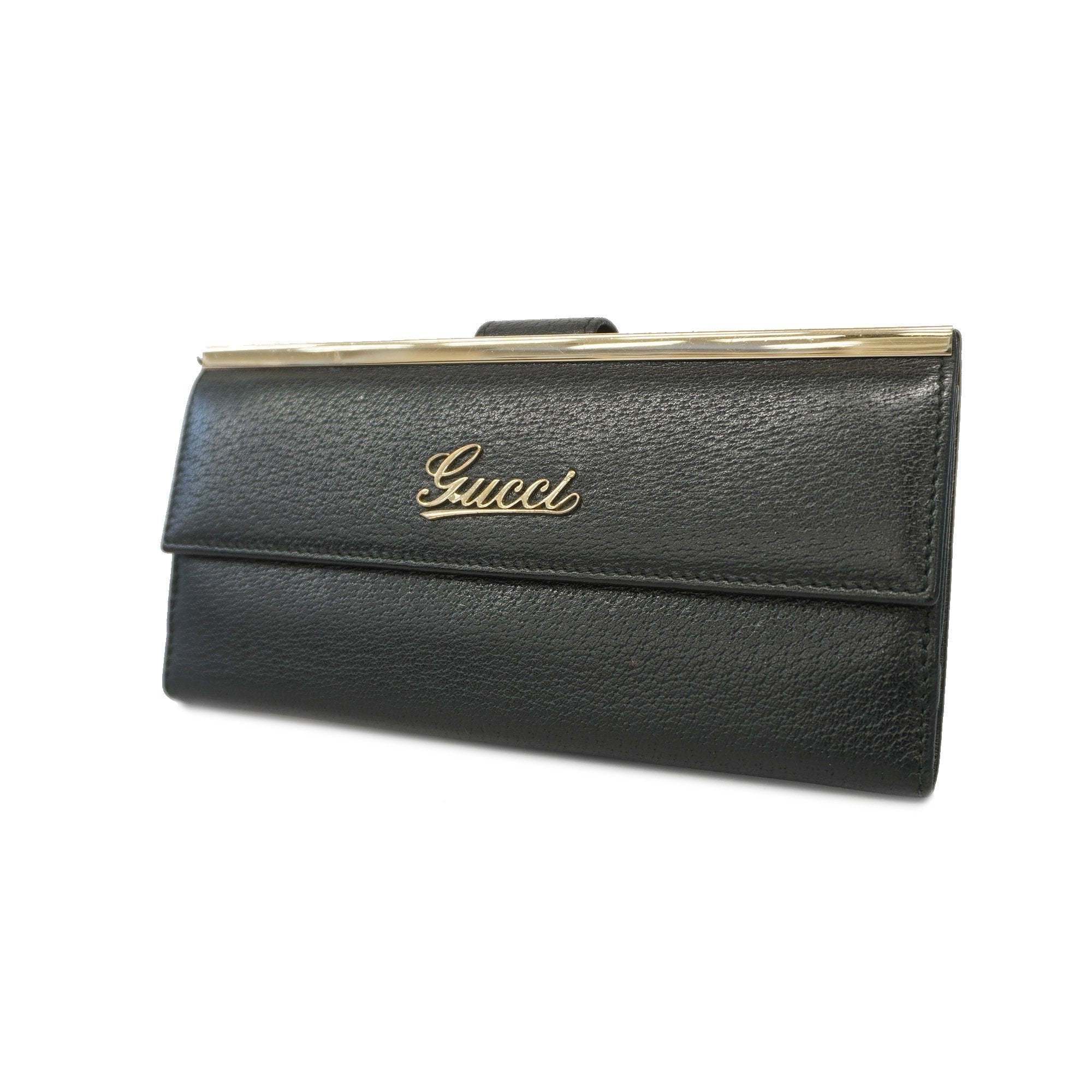 Gucci bifold long wallet 170370 leather black Unisex
