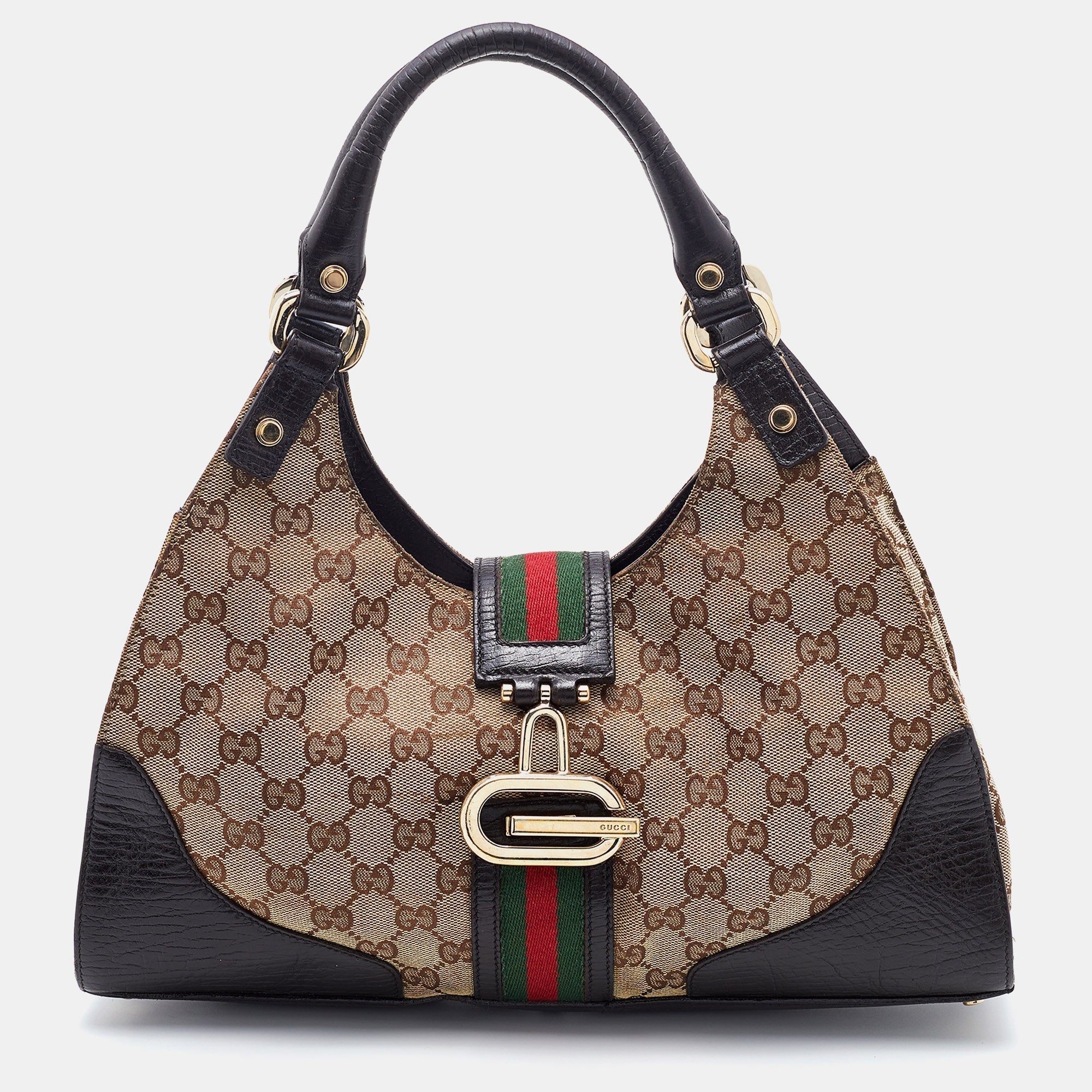 Gucci BeigeBrown GG Canvas and Leather Junco Shoulder Bag