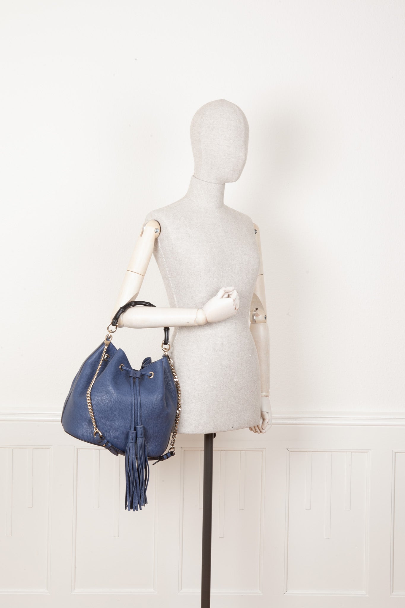 GUCCI Bamboo Bucket Bag Blue