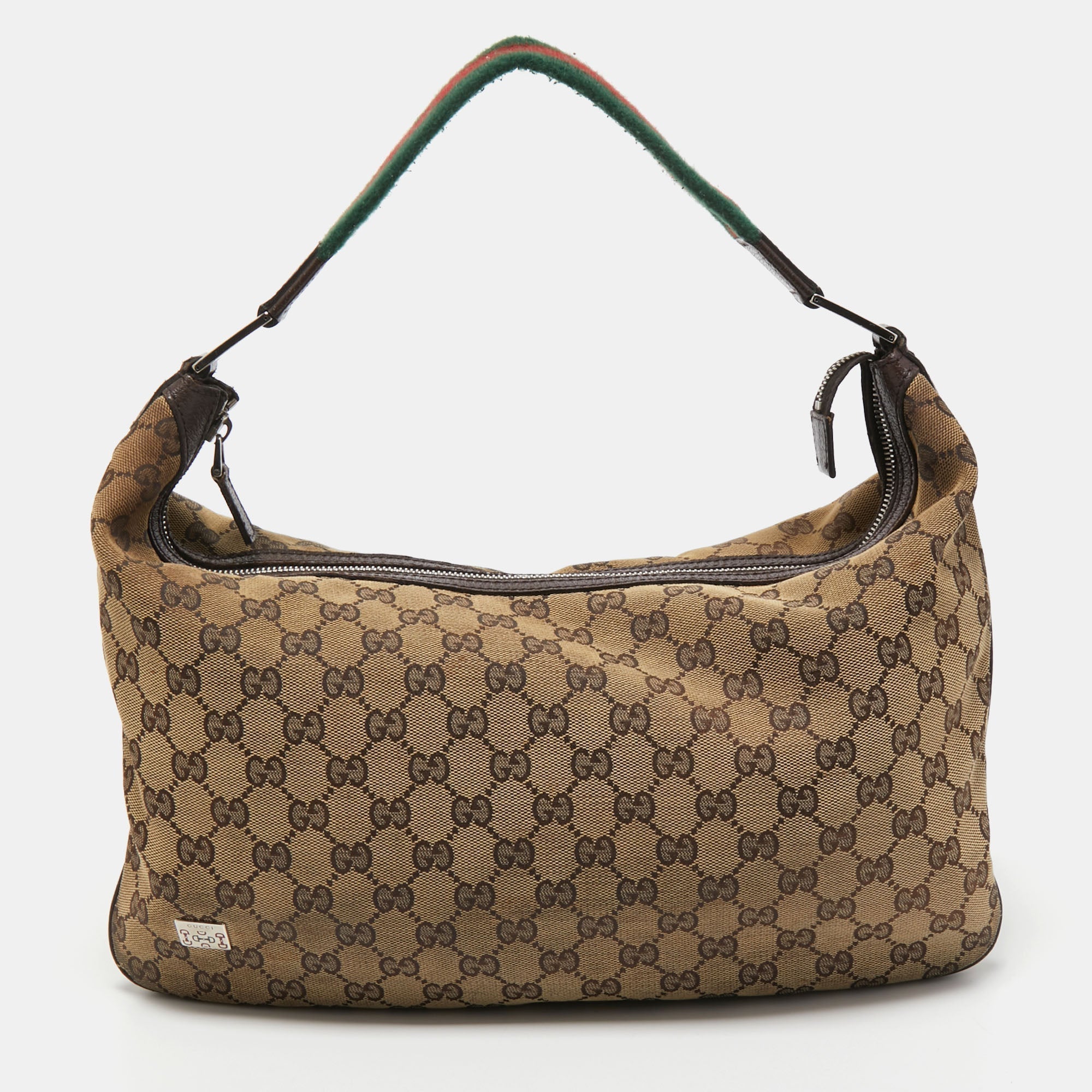 Gucci BeigeEbony GG Canvas Web Pop Hobo