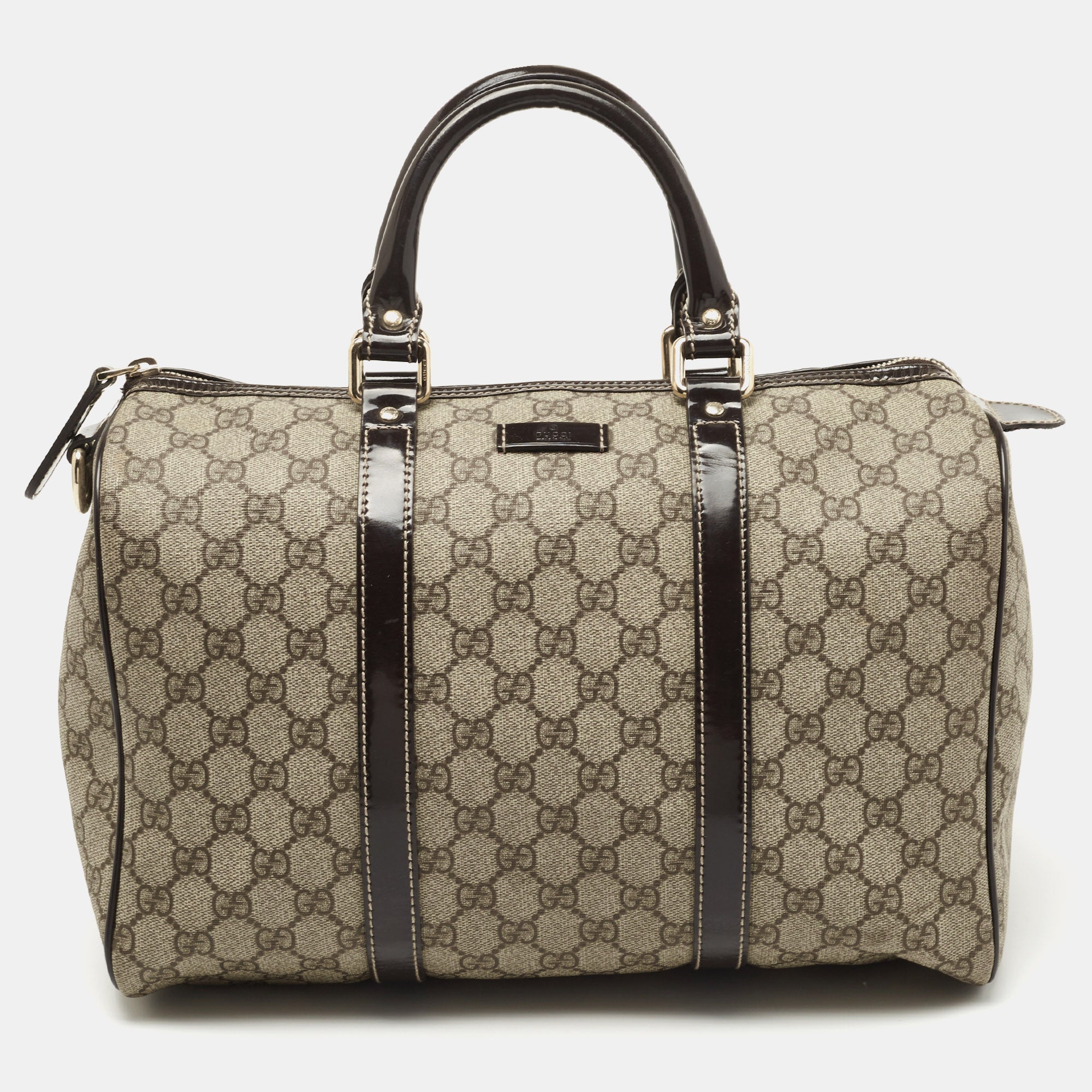 Gucci BeigeEbony GG Supreme Canvas Medium Joy Boston Bag