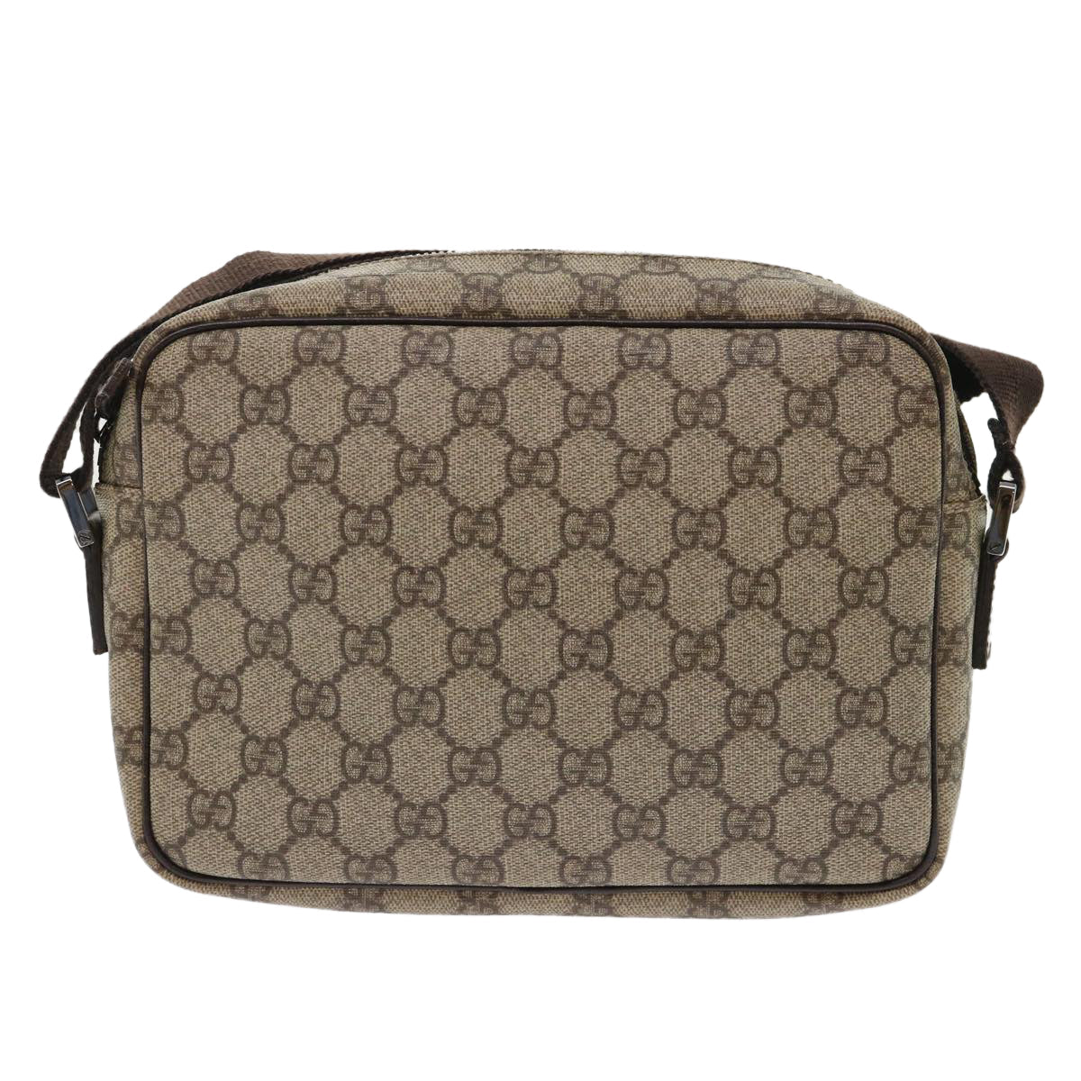 GUCCI GG Canvas Shoulder Bag PVC Leather Beige 114291 am4698