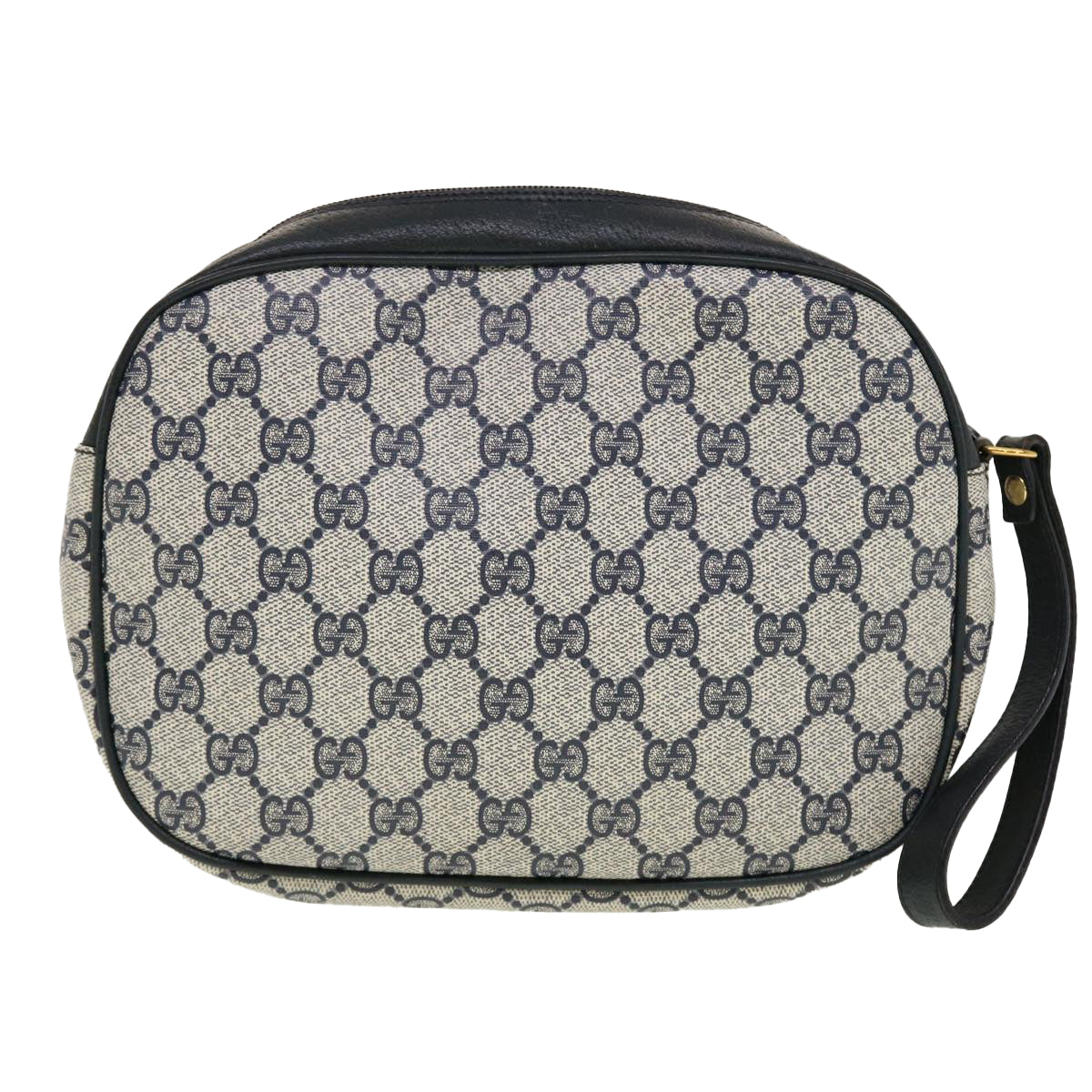GUCCI GG Canvas Sherry Line Clutch Bag Gray Red Navy 89.01.034 rd5207