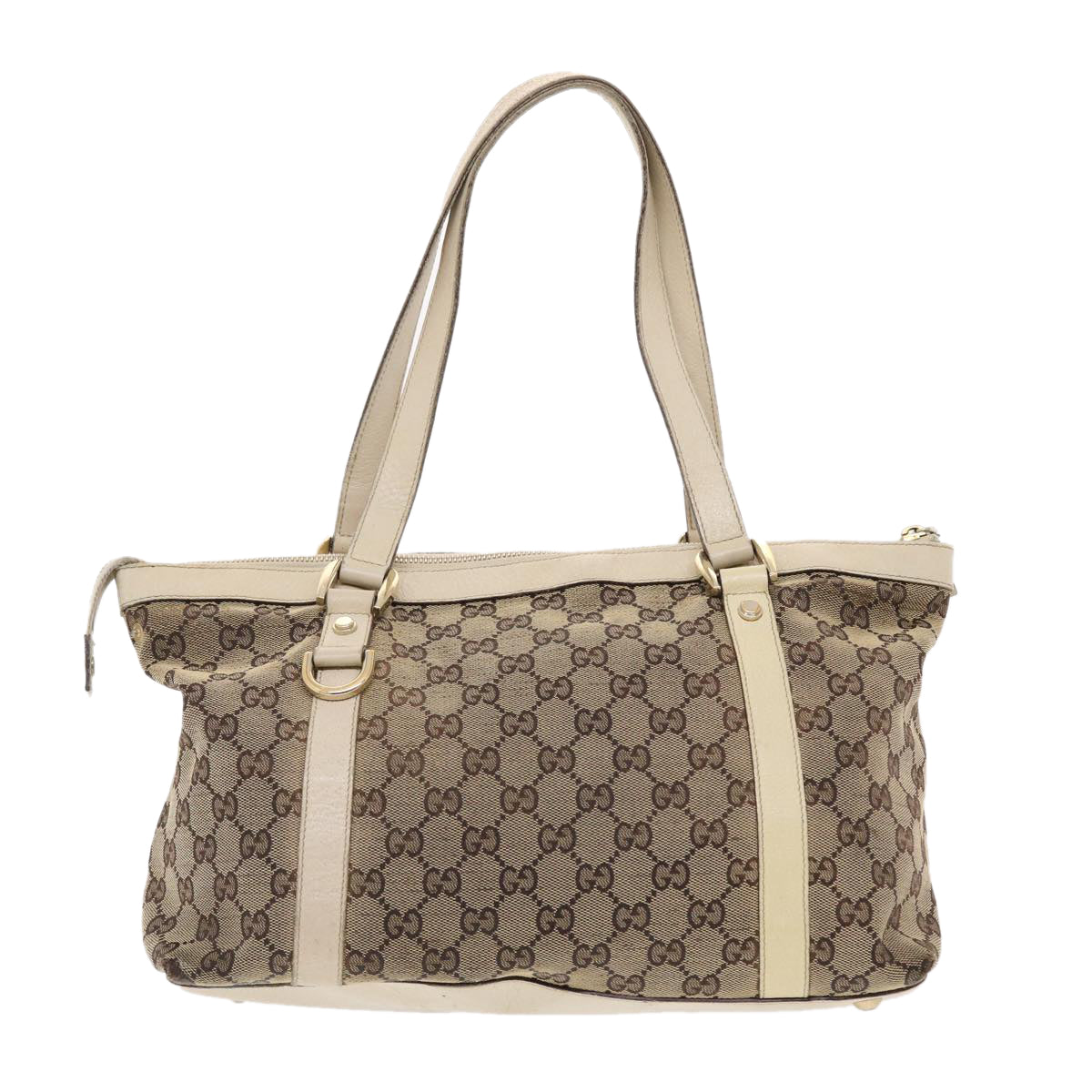 GUCCI GG Canvas Shoulder Bag Leather Beige 141470 49445