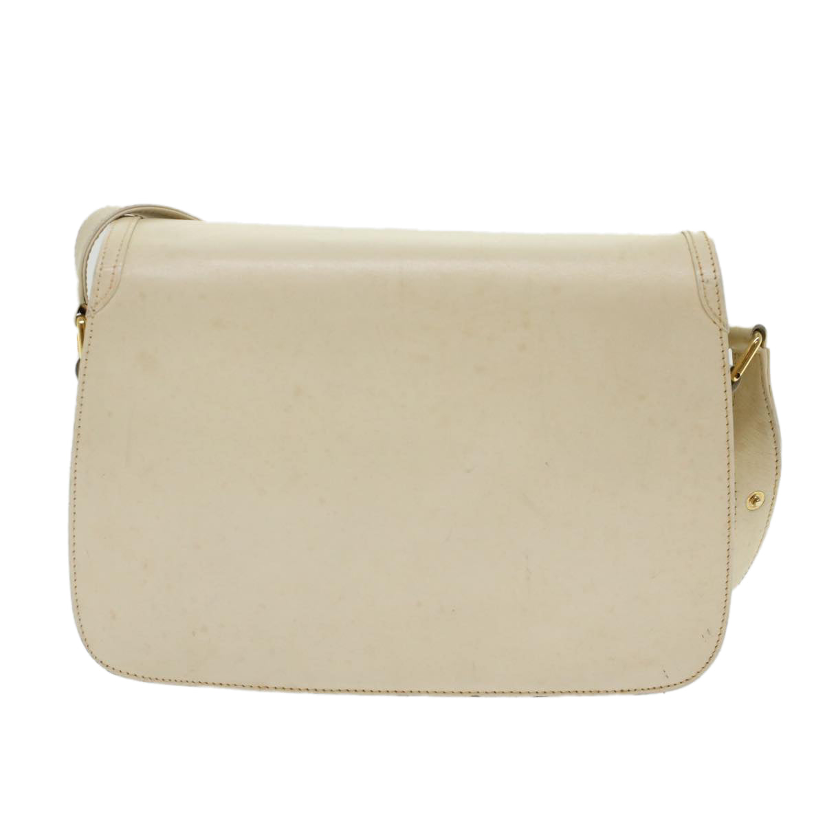 GUCCI Turn Lock Shoulder Bag Leather White 001.406.0587 45900