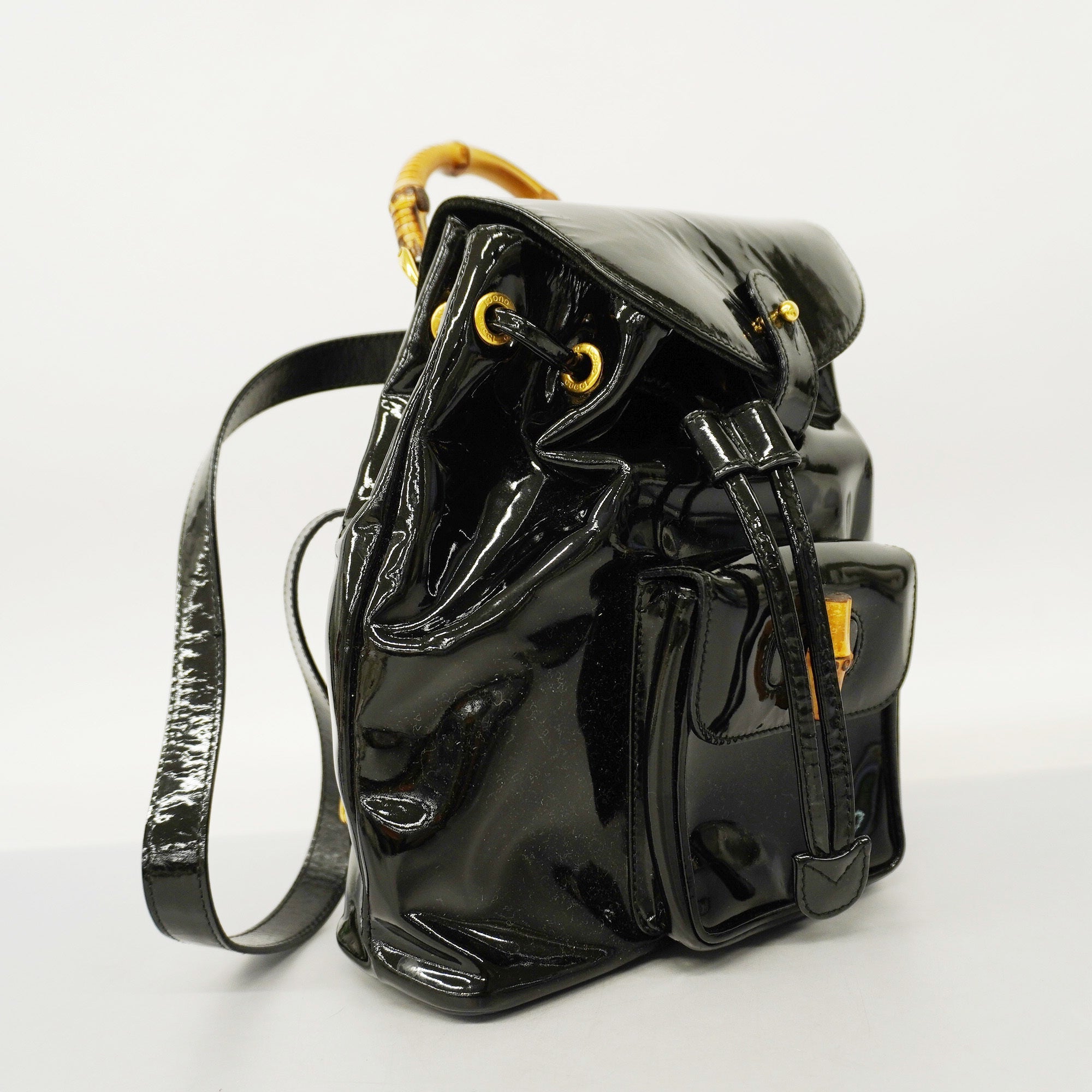 GUCCI Bamboo Rucksack Enamel 003 2058 0030 Women's Backpack Black