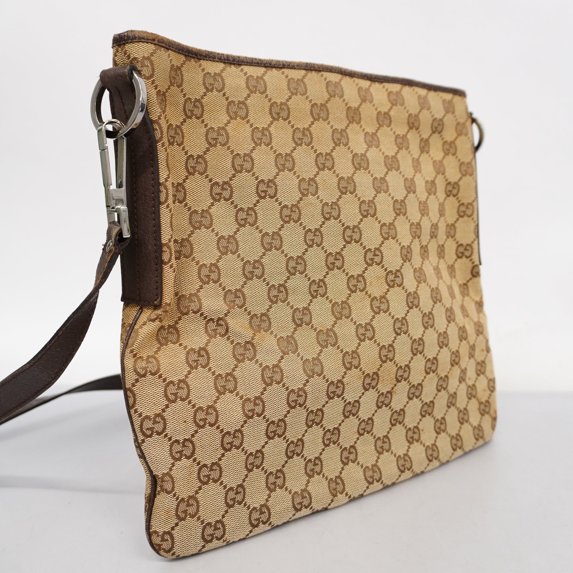 GUCCI GG Canvas Shoulder Bag 113013 Women's Shoulder Bag Beige,Dark Brown