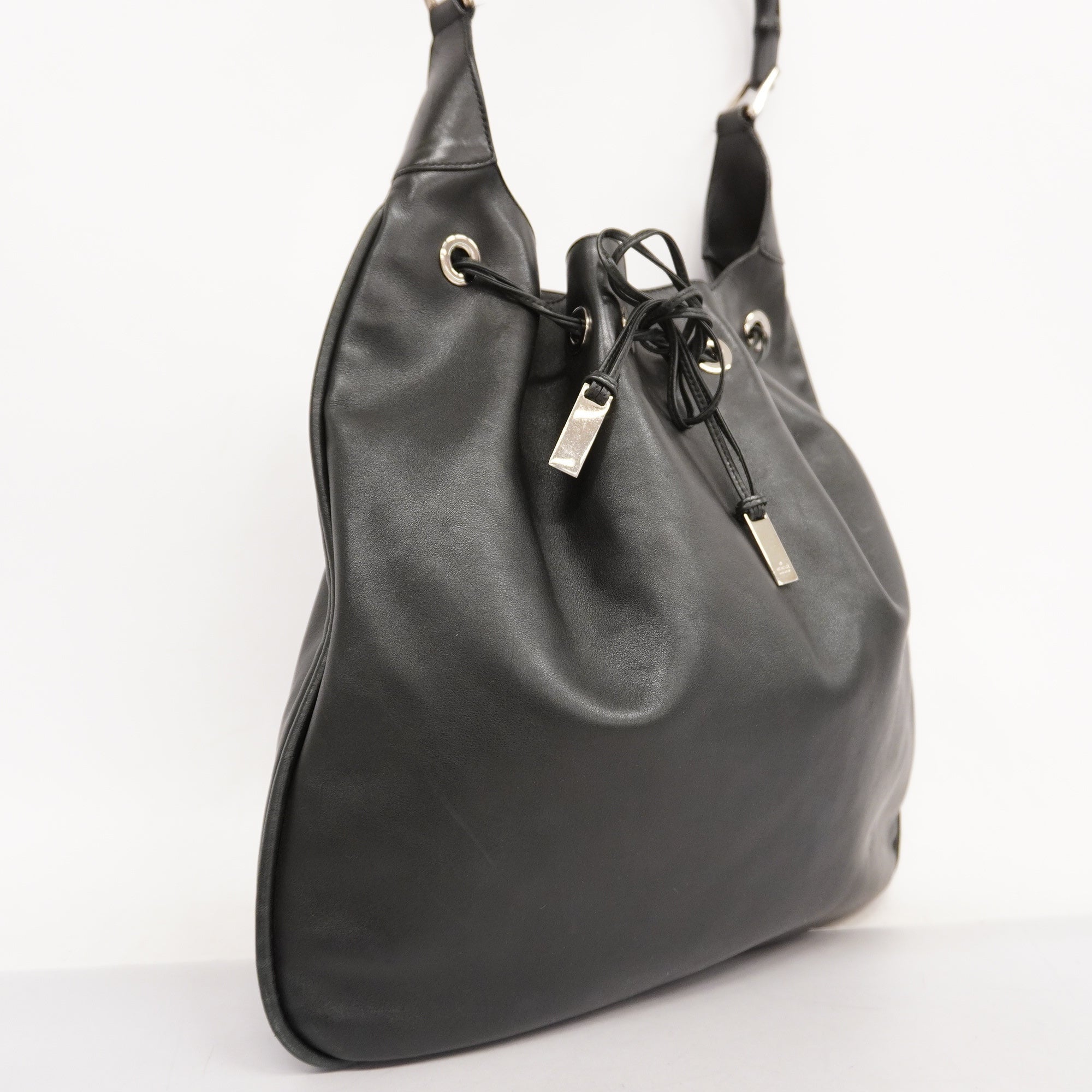 GUCCI Bamboo Shoulder Bag 001 4006 Women's Leather Shoulder Bag Black