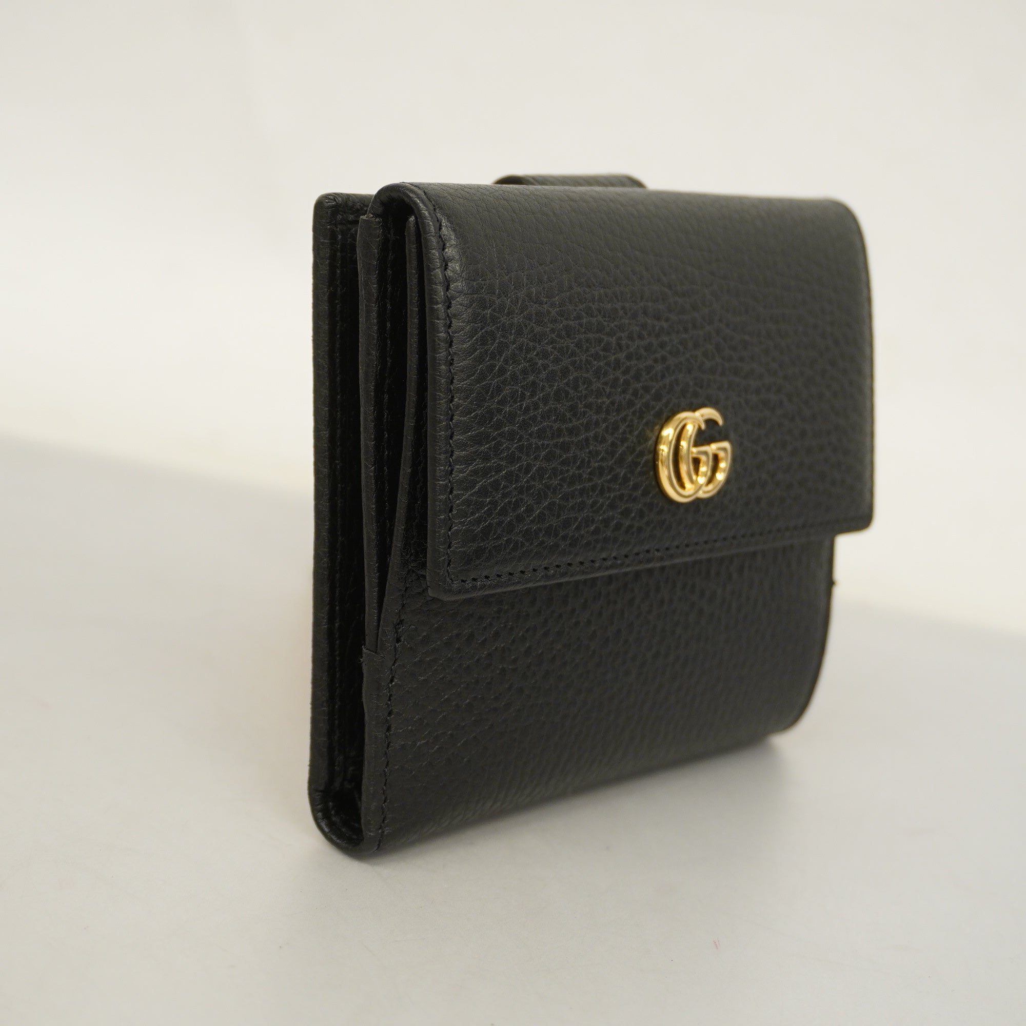 GUCCI GG Marmont Gold Hardware 456122 Women's Leather Wallet Black
