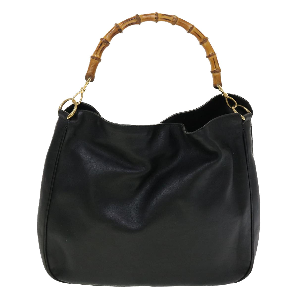 GUCCI Bamboo Hand Bag Leather 2way Black 001.0166.1577 ar9614