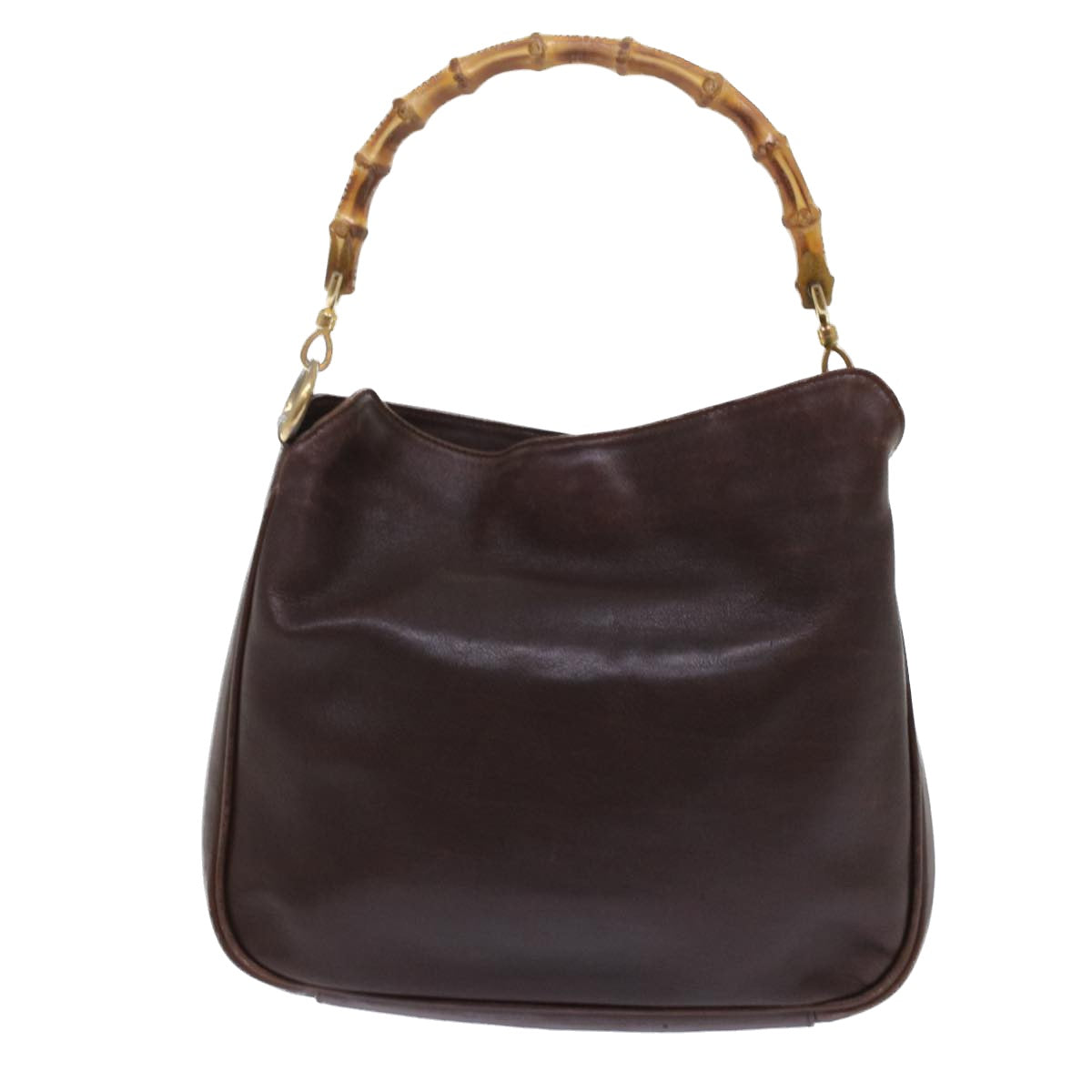 GUCCI Bamboo Hand Bag Leather 2way Brown 49284