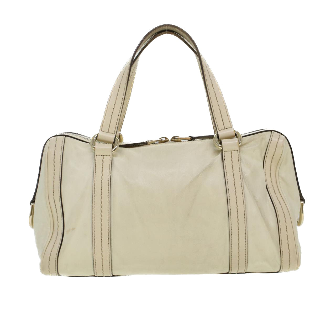 GUCCI Boston Bag Leather White 181487 yb122