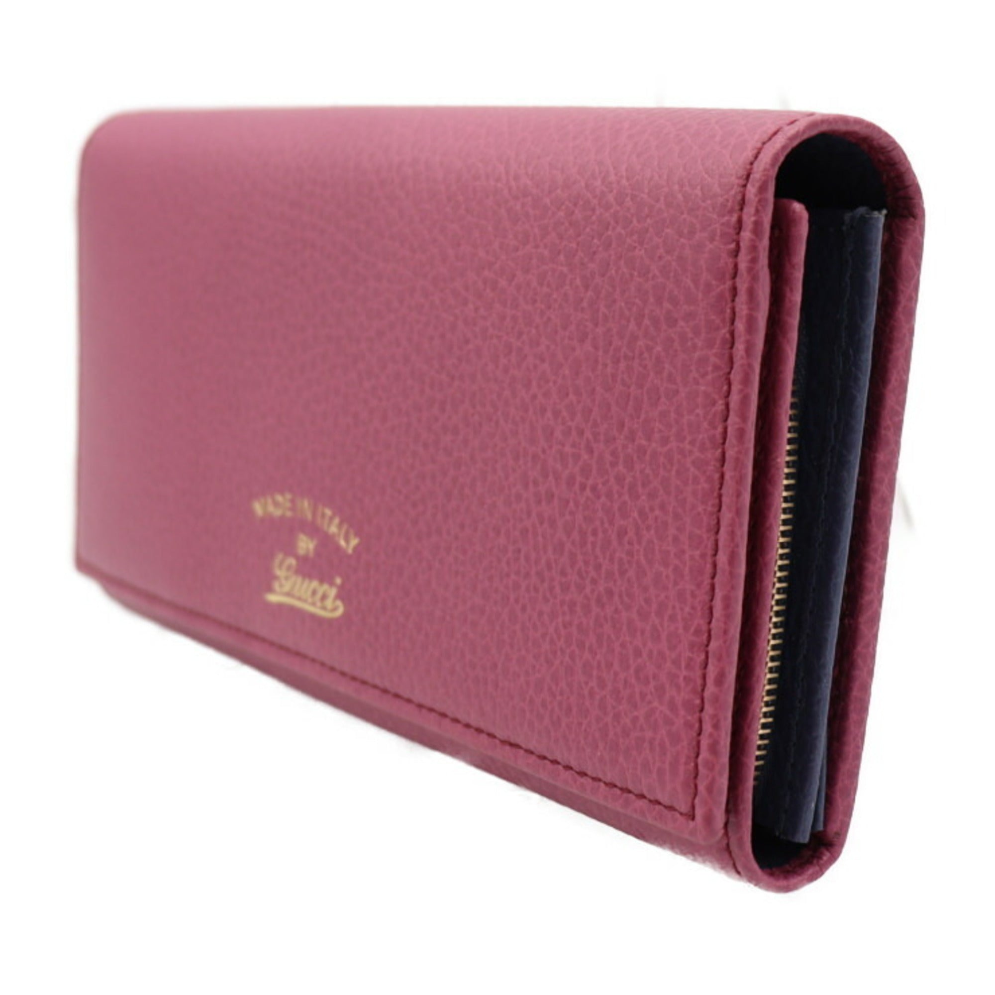 GUCCI Swing Continental Wallet Bifold 354498 Leather Purple Smoke Blue Gold Hardware Long