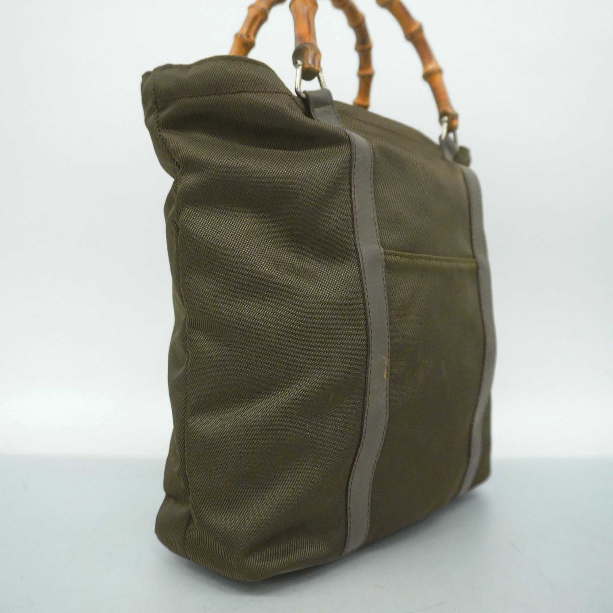 GUCCI Bamboo Handbag 000 1998 0508 Women's Nylon Canvas Handbag Brown