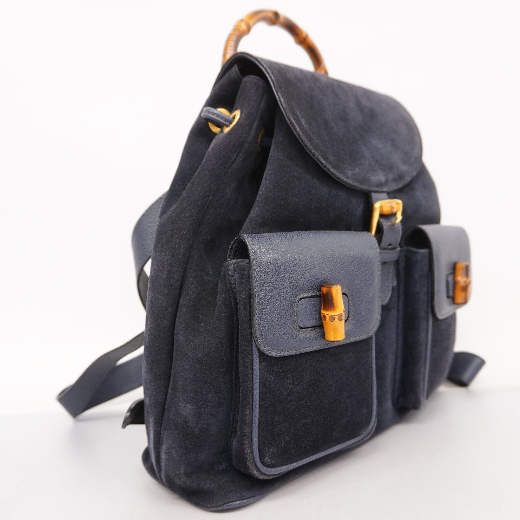 GUCCI Bamboo Rucksack 003 2058 0016 Women's Leather,Suede Backpack Navy