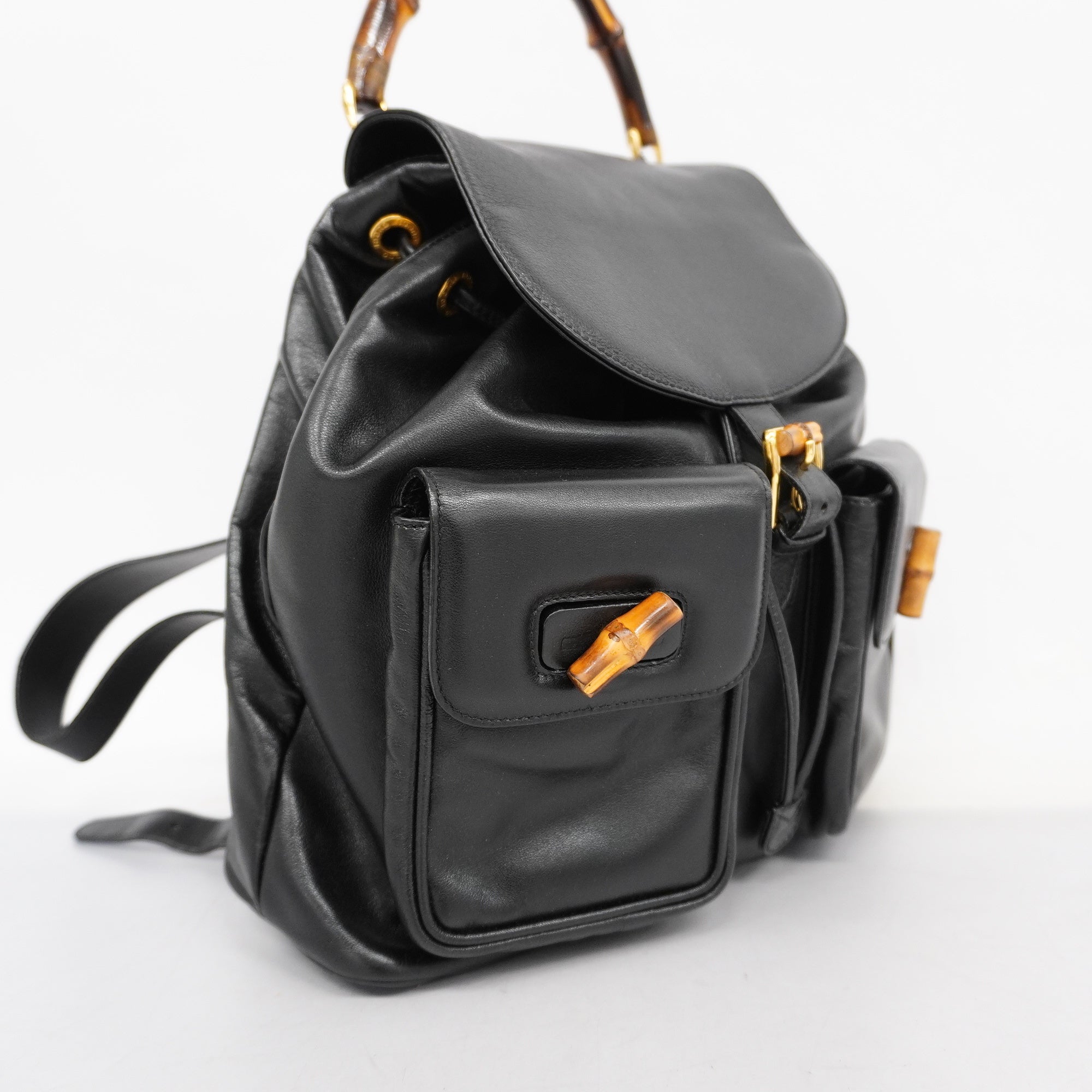 Gucci Bamboo Rucksack 003 2058 0016 Women,Men,Unisex Leather Backpack Black