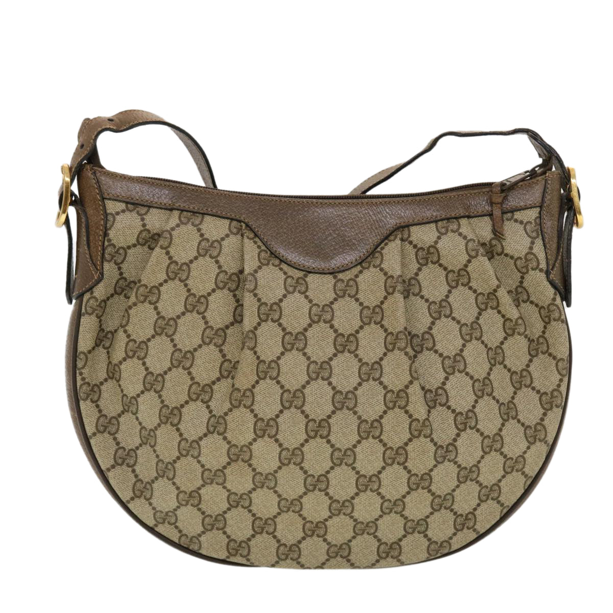 GUCCI GG Canvas Shoulder Bag PVC Leather Beige 41.02.058 43239