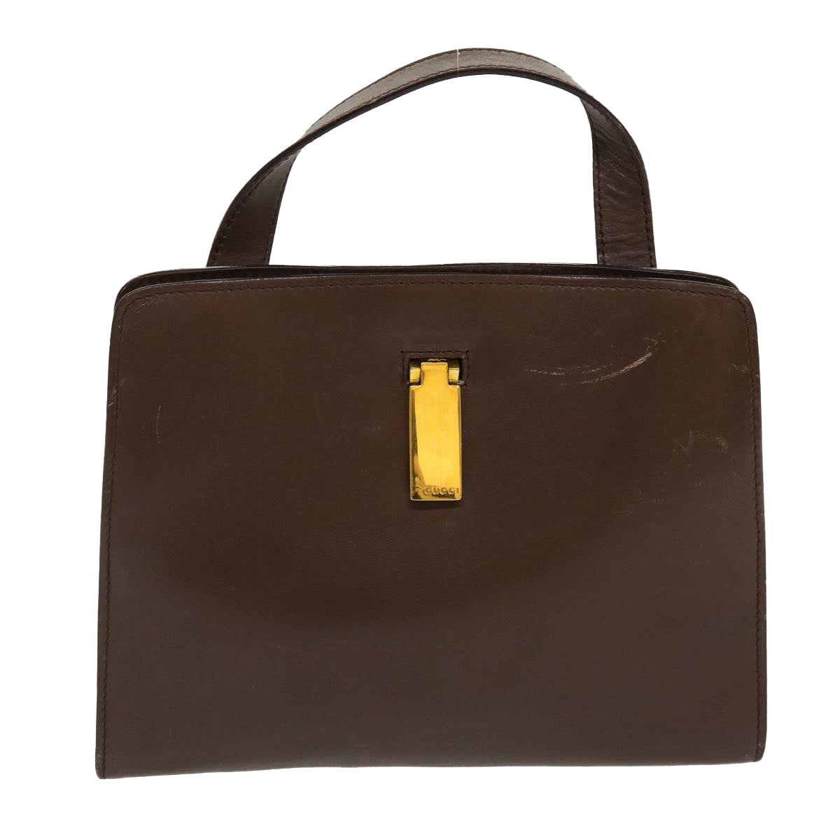 GUCCI Hand Bag Leather Brown ar9113