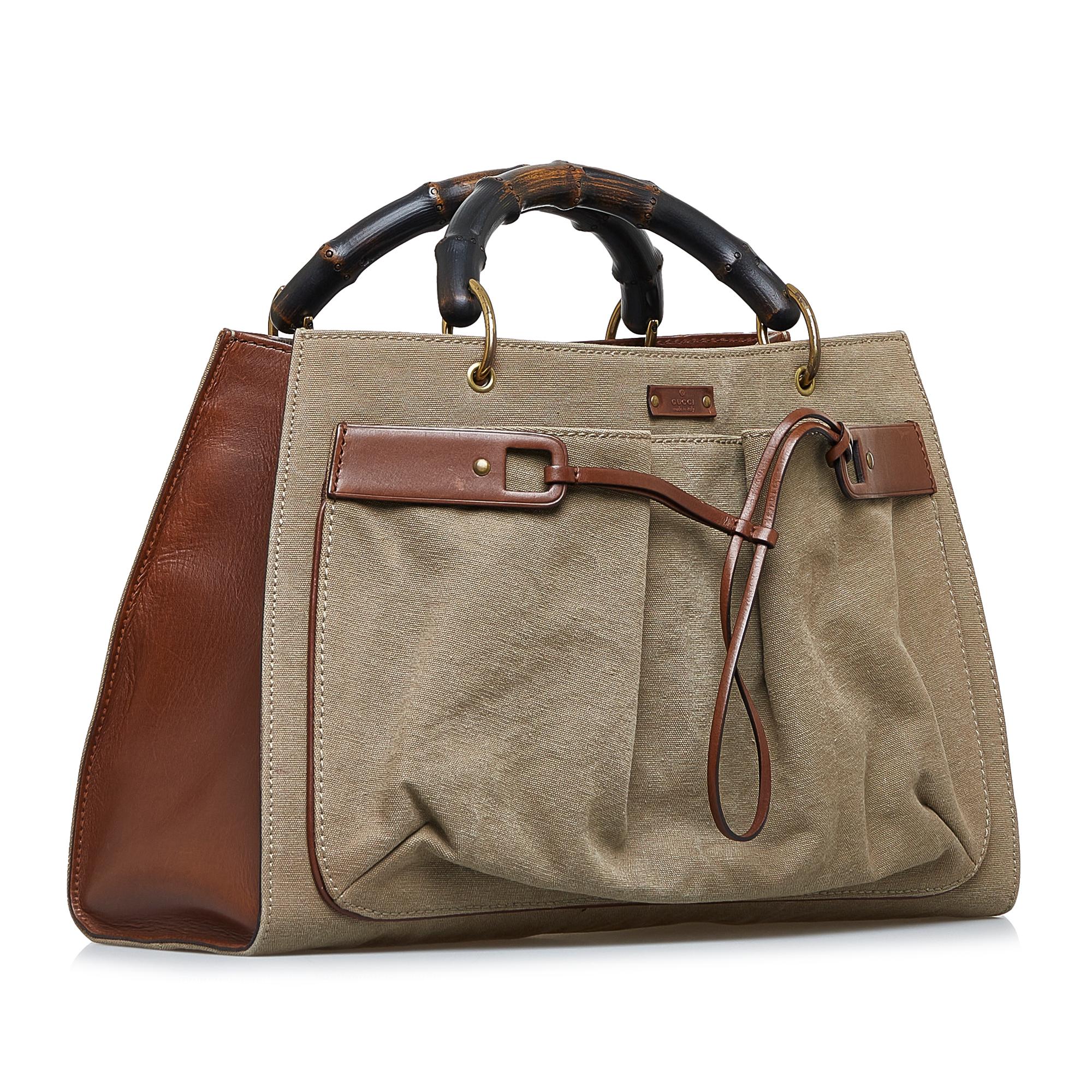 Gucci Bamboo Canvas Tote Bag SHGRl4F7t
