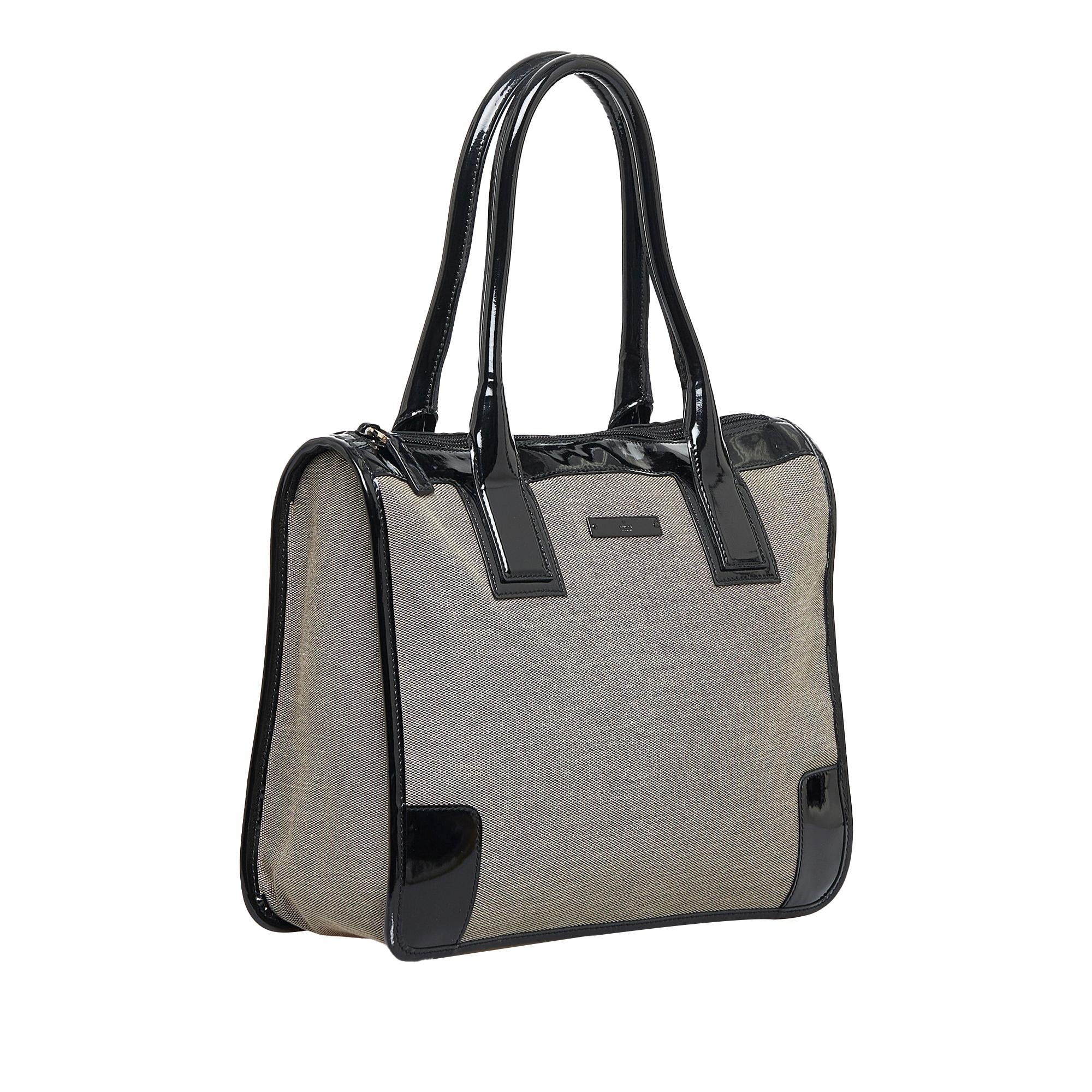 Gucci Canvas and Patent Leather Trimmed Handbag SHGE8ID83