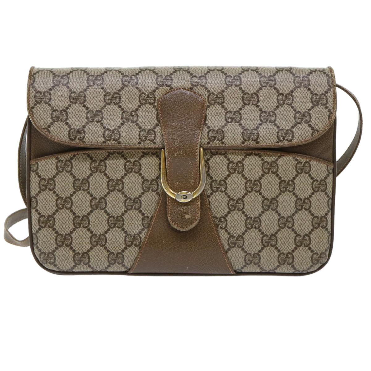 GUCCI GG Canvas Shoulder Bag PVC Leather Beige 90402025 th3857