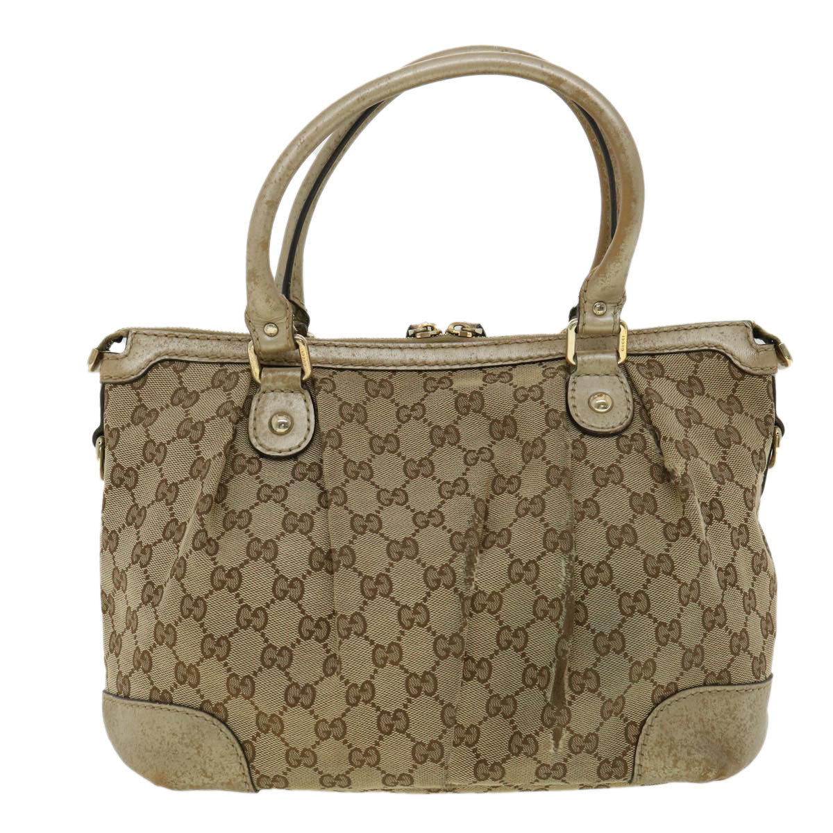GUCCI GG Canvas Shoulder Bag 2way Beige ki2405