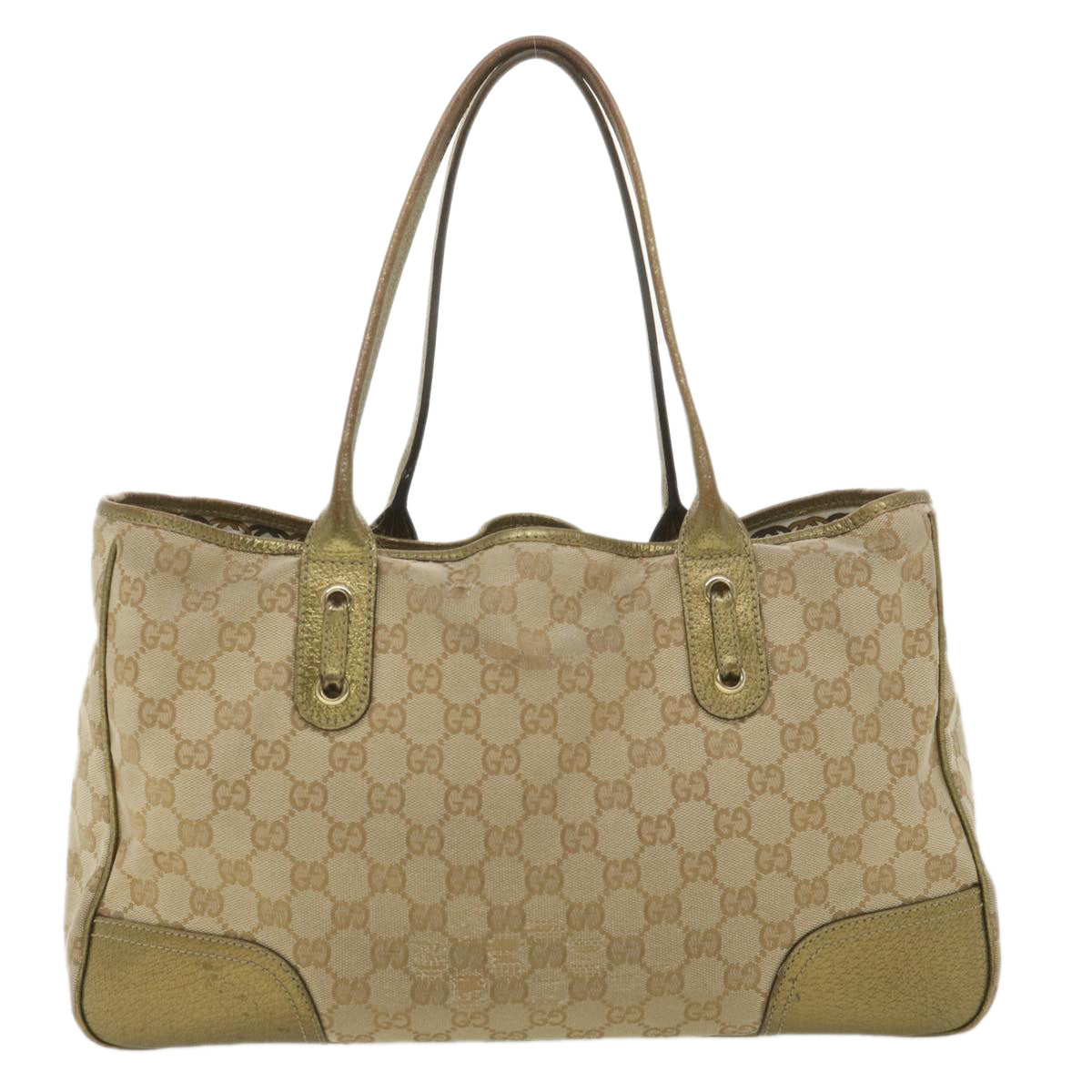 GUCCI GG Canvas Shoulder Bag Beige Gold 163805 38395