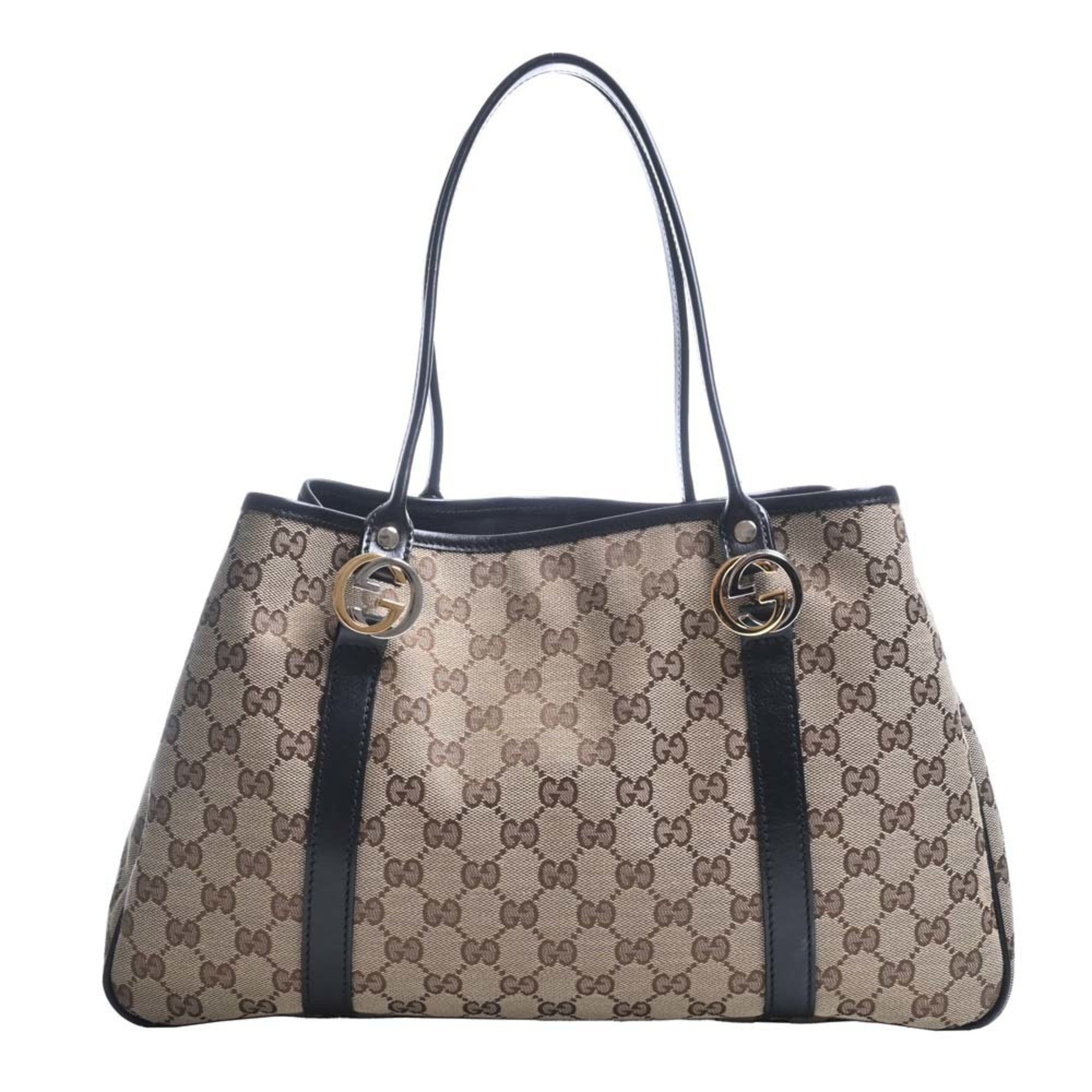 GUCCI GG Canvas Twins Tote Bag 232957 BeigeBlack Women's
