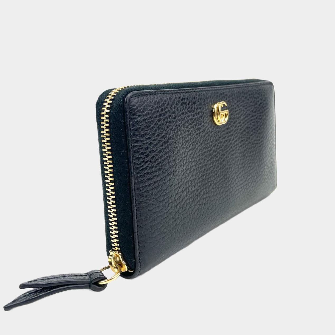 GUCCI GG ZipAround Leather Wallet Black