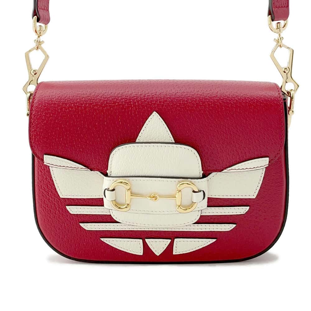 GUCCI Horsebit 1955 Shoulder Bag Adidas collaboration RedWhite 658574 Leather