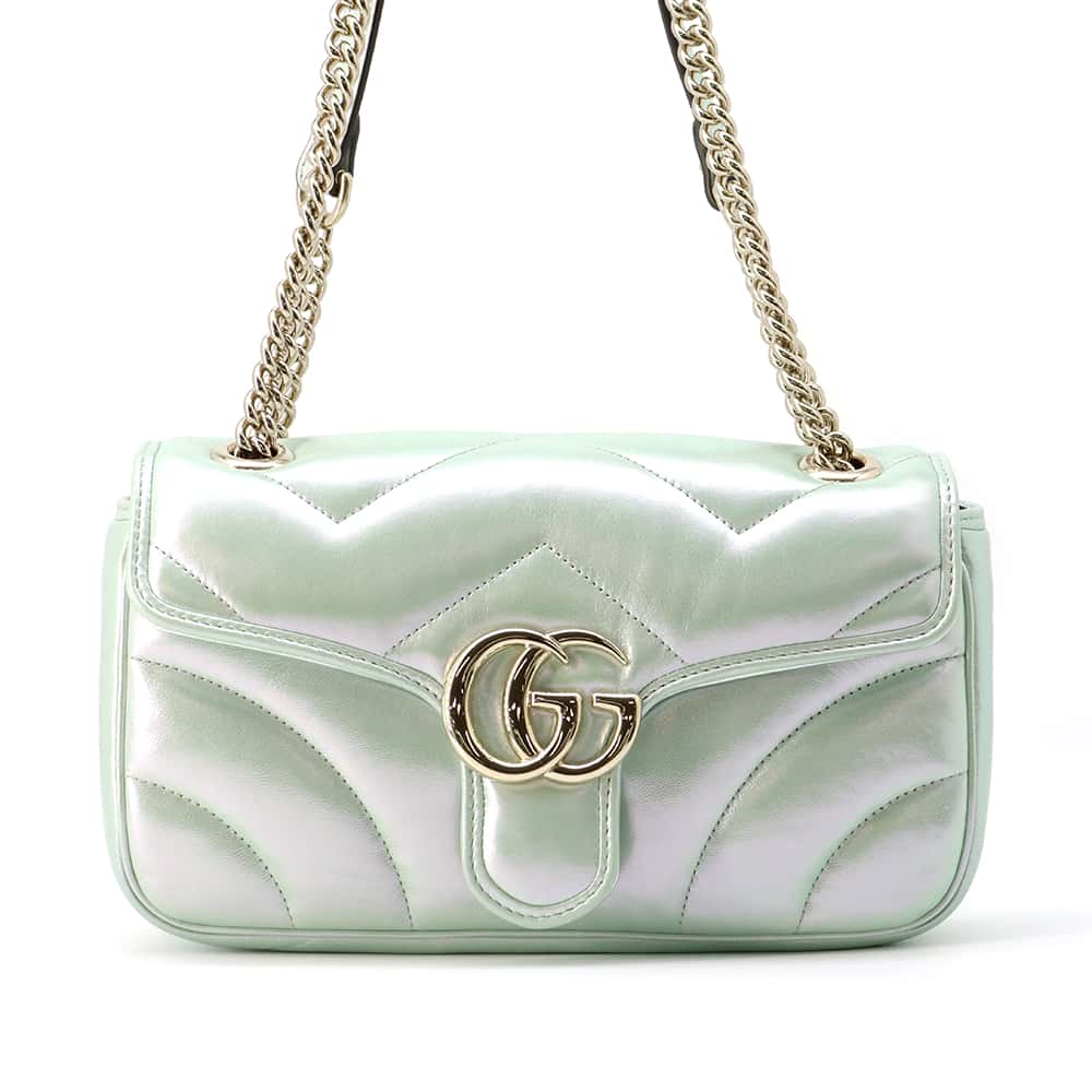 ESERVEDUCCI GG Marmont ChainShoulder Bag Green Aurora 443497 Leather