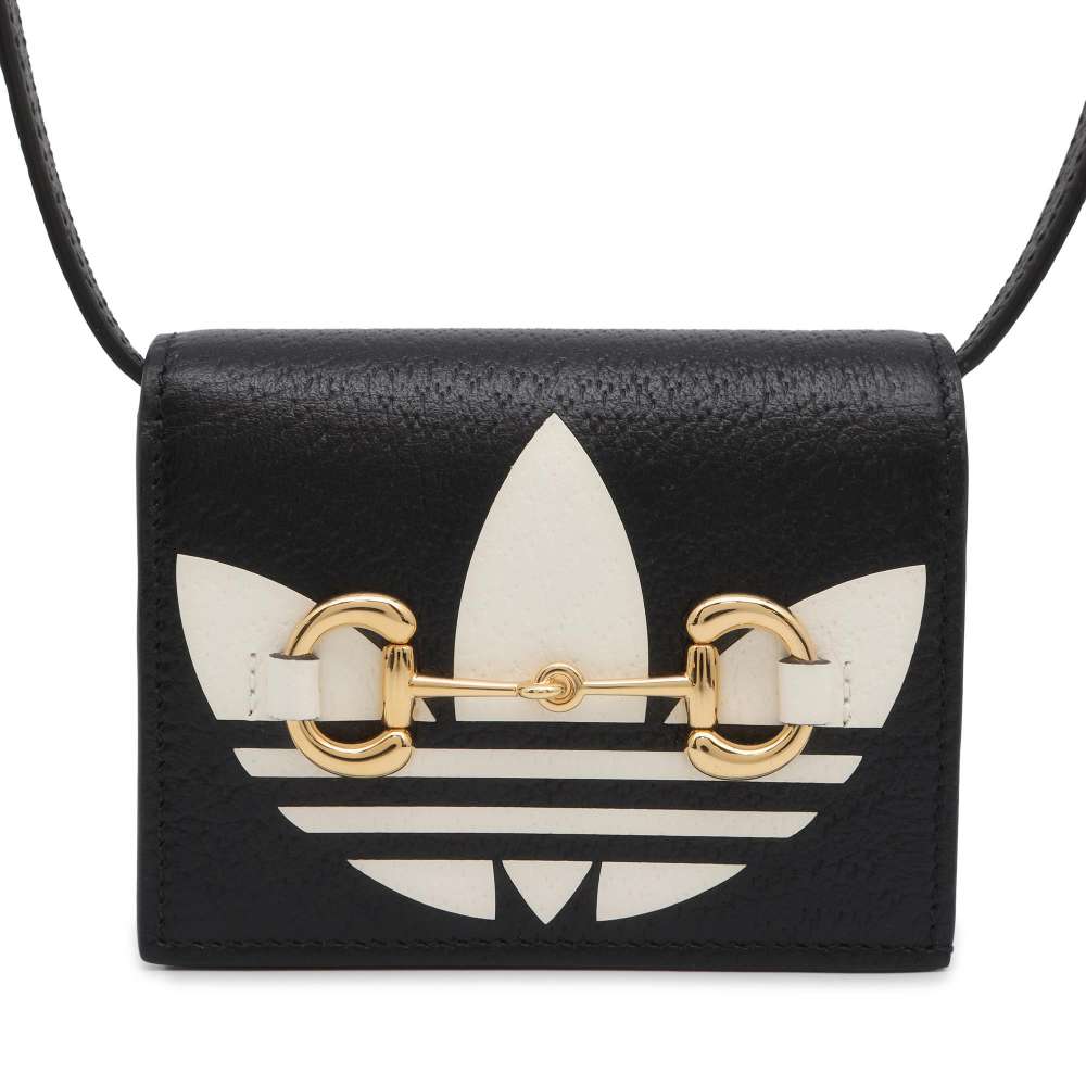 GUCCI Horsebit Shoulder Wallet BlackWhite 702248 Leather