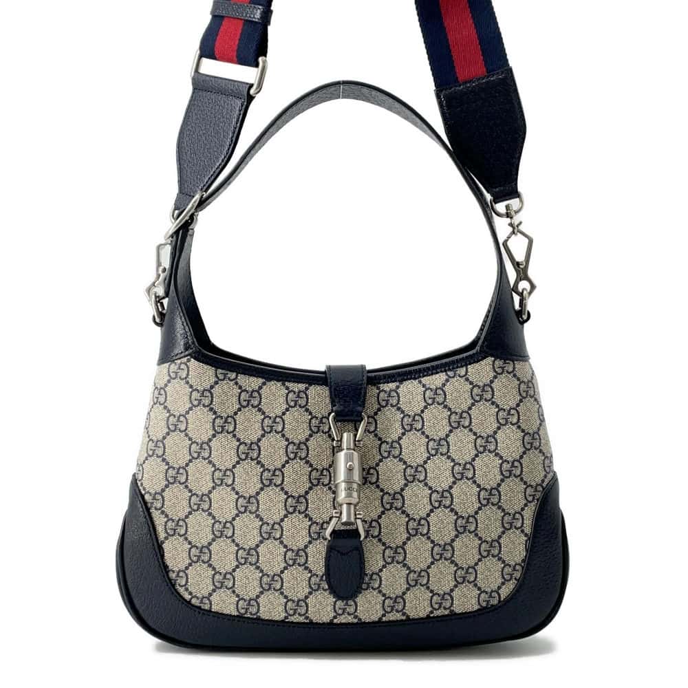 GUCCI Jackie 1961 Shoulder Bag BlackBeige 678843 PVC Leather Size Small