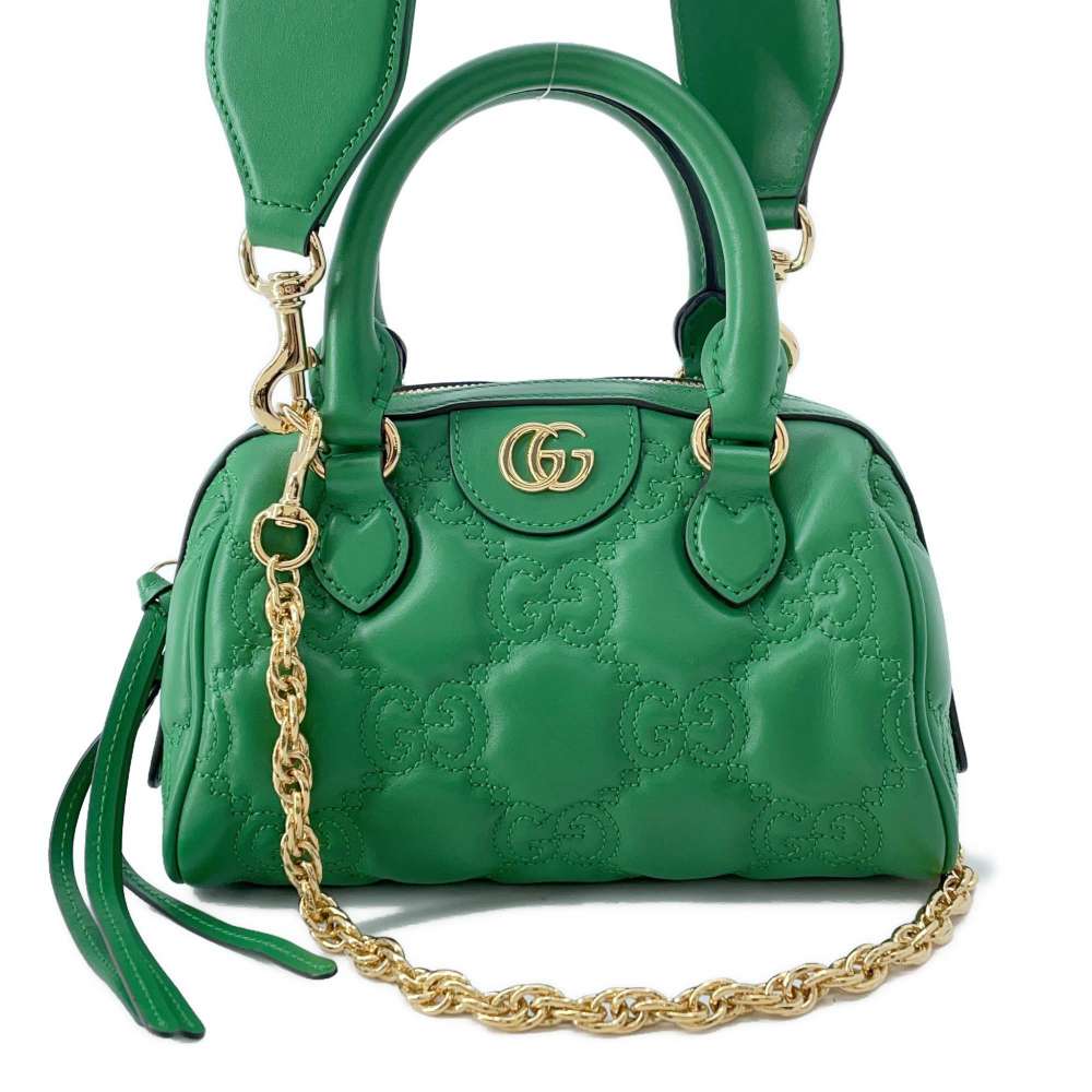GUCCI GGMatelasse 2wayTravel Bag Green 702251 Leather Size Mini Women TopHandle Bags