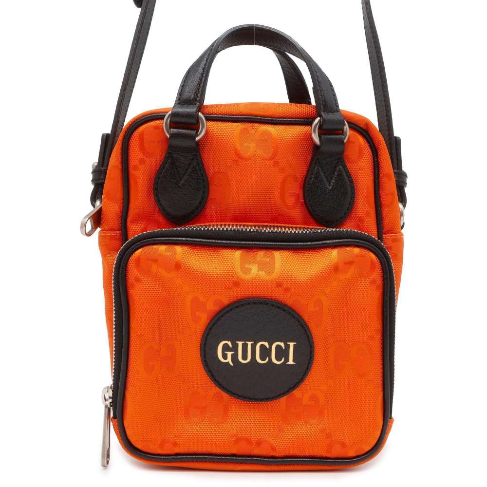 GUCCI GG Canvas Off the Grid 2way Shoulder Bag OrangeBlack 625850 Nylon Leather
