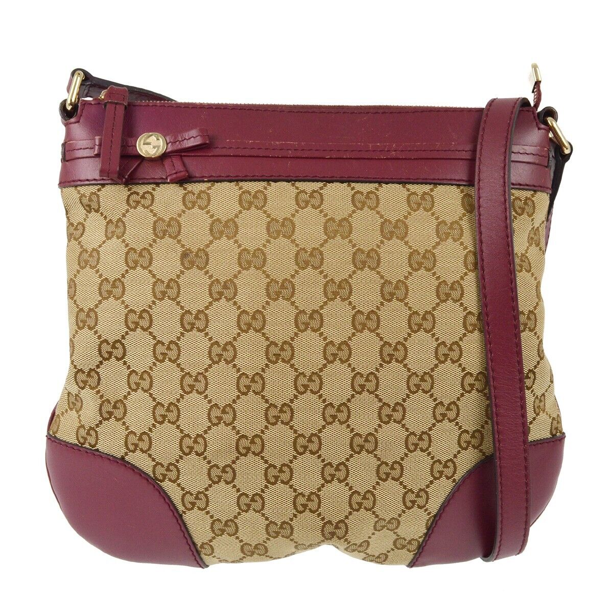 Gucci Beige Bordeaux Gg Crossbody Bag