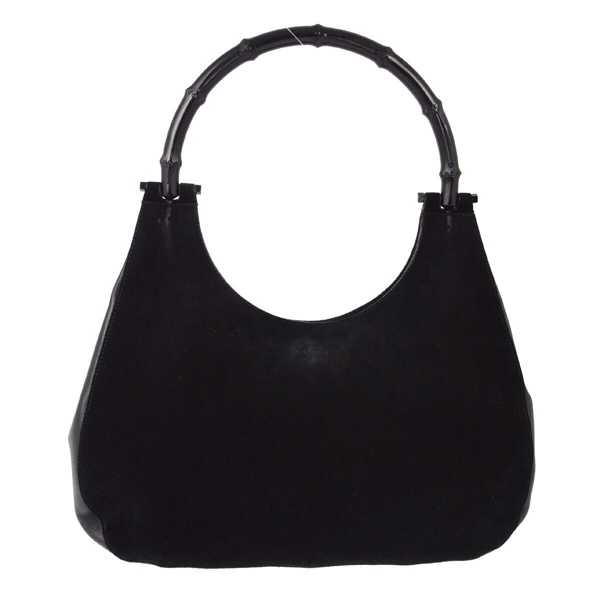 Gucci Black Suede Bamboo Hobo Handbag
