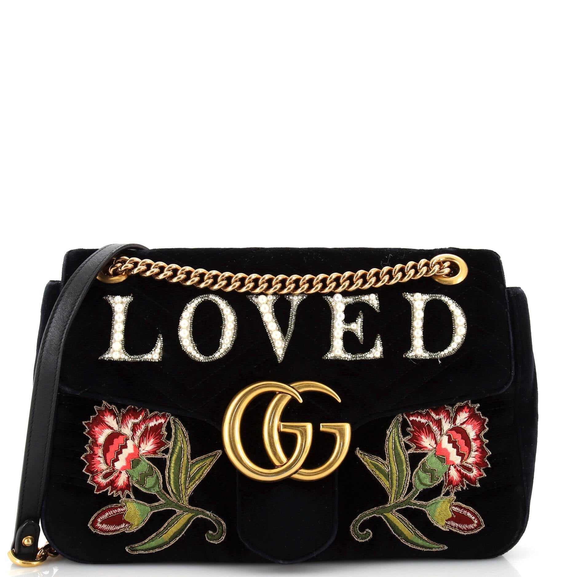 Gucci Gg Marmont Flap Bag Embroidered