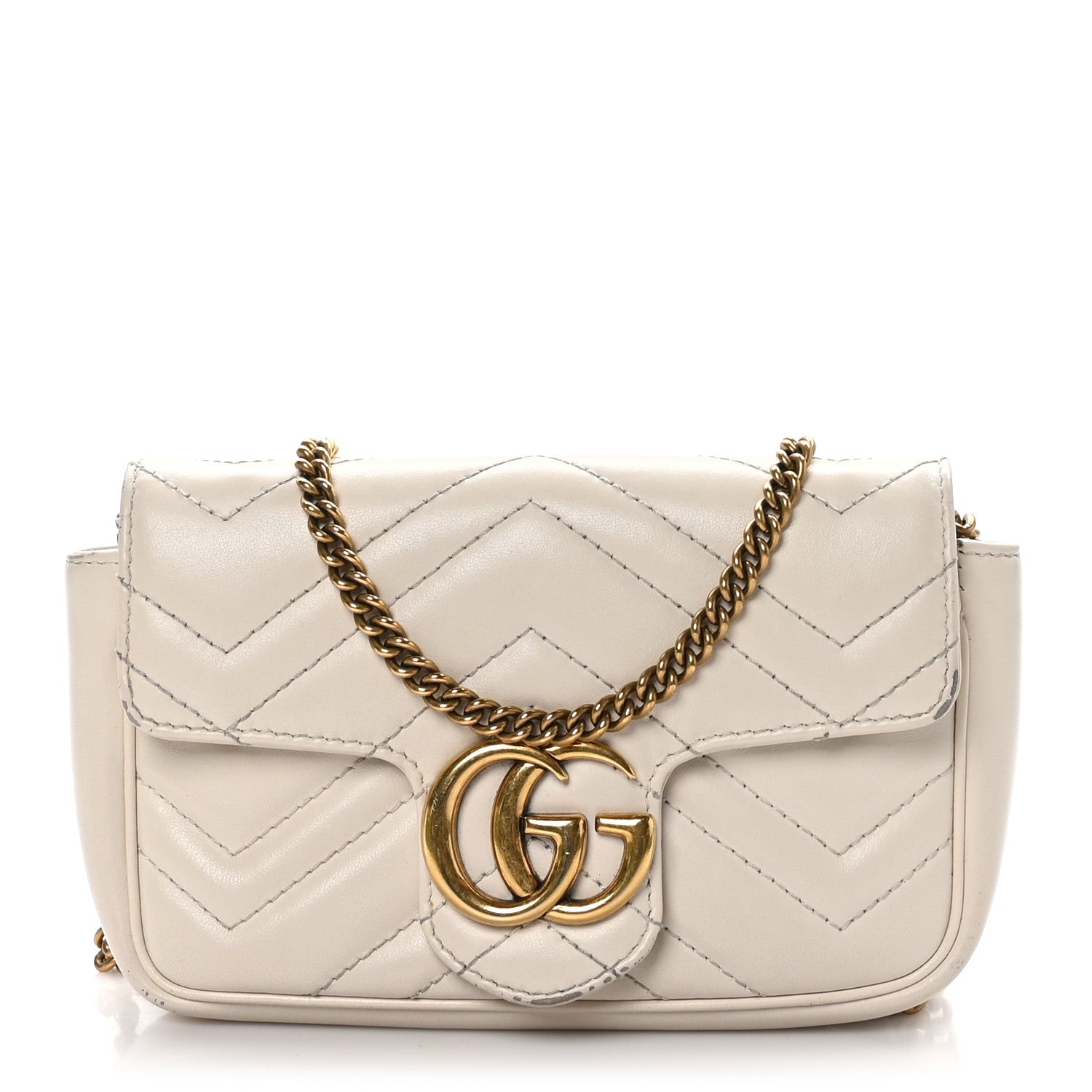 Gucci Calfskin Matelasse Super Mini Gg Women beigeTopHandle Bags
