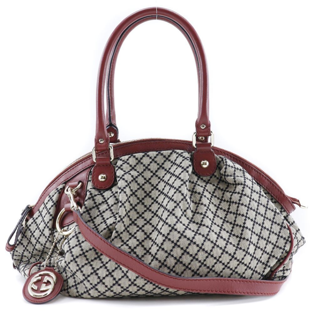 Gucci Diamante Handbag Sukey Gray Red