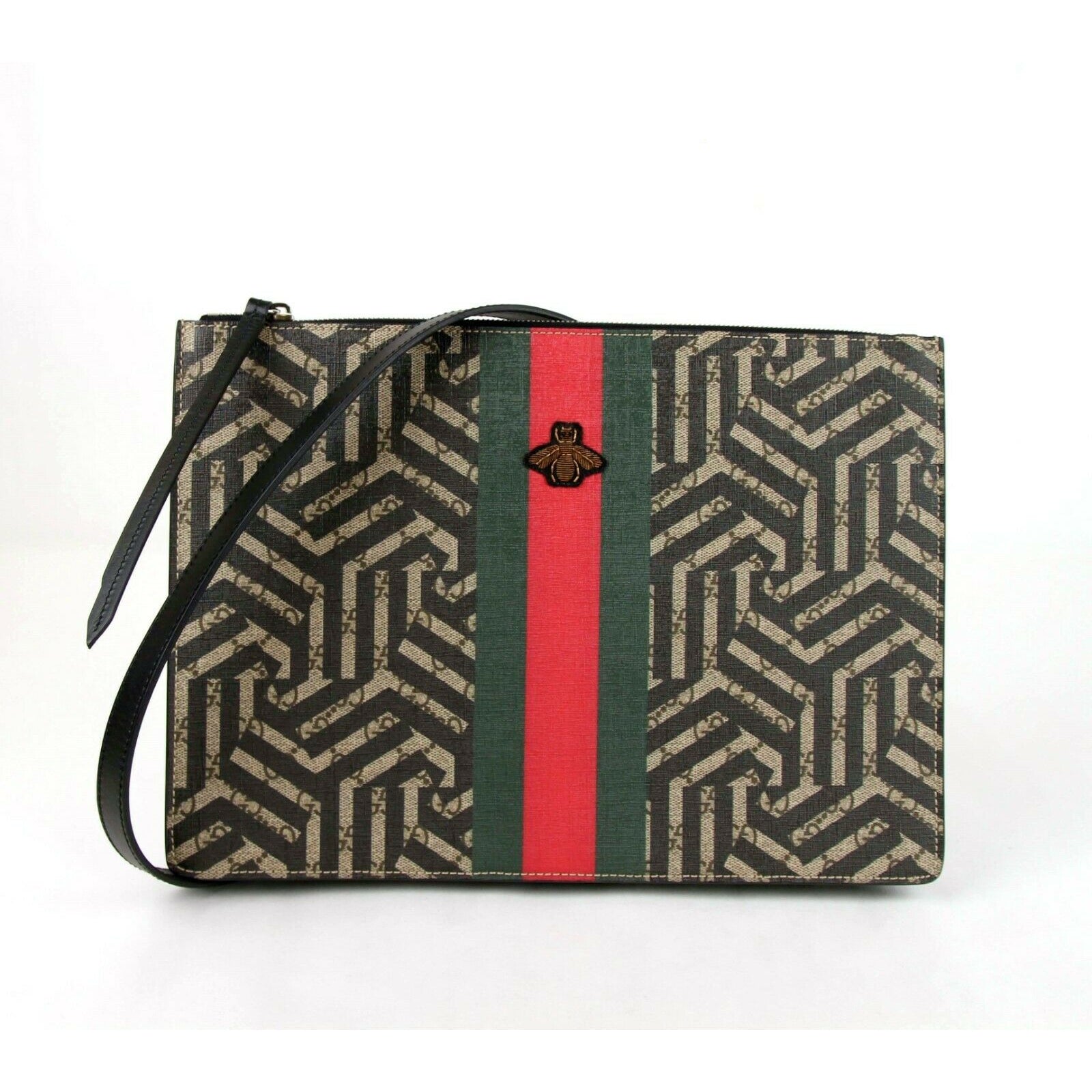 Gucci Caleido Bee Web Beigeebony GG Supreme Canvas Messenger Bag