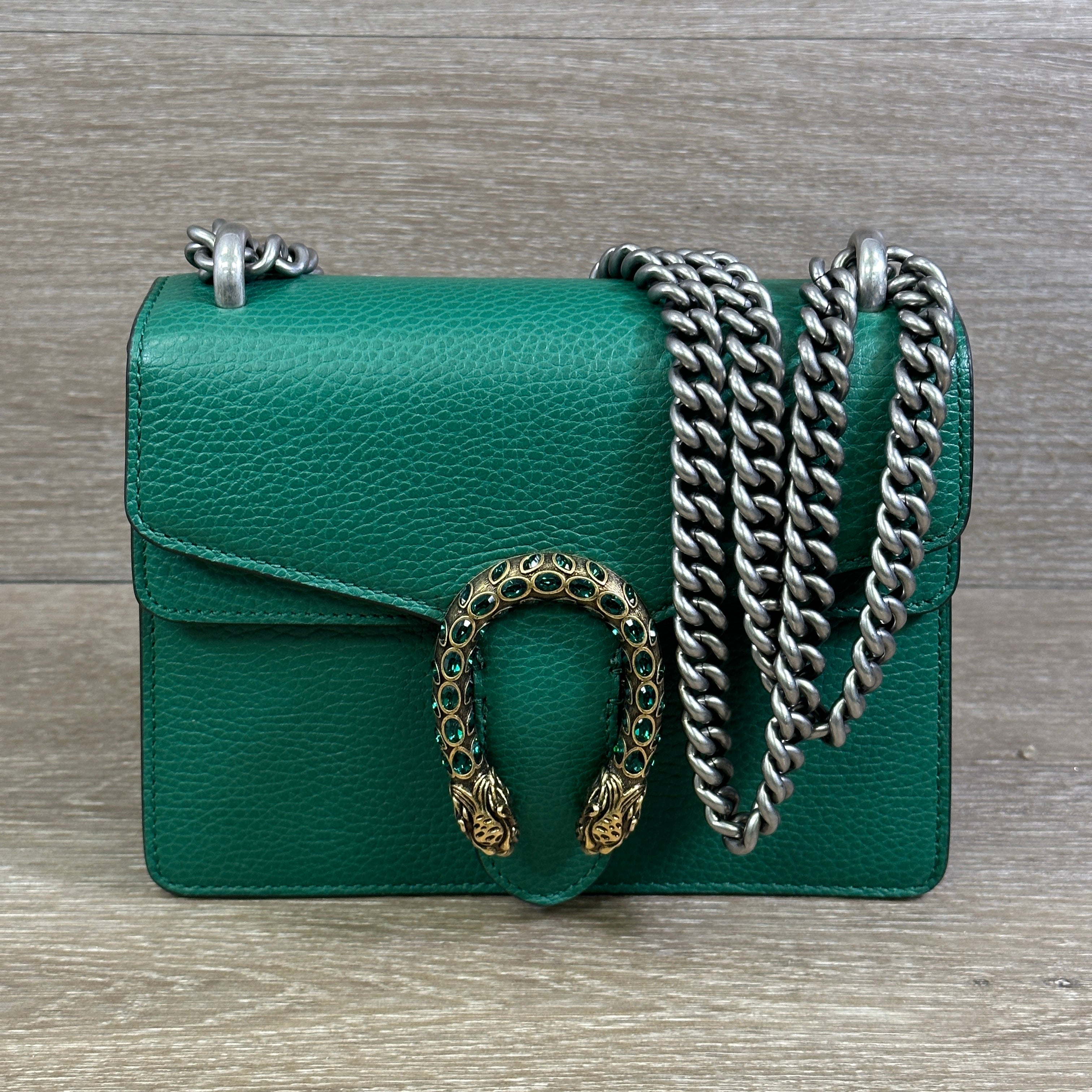 Gucci Calfskin Mini Dionysus Shoulder Bag Emerald