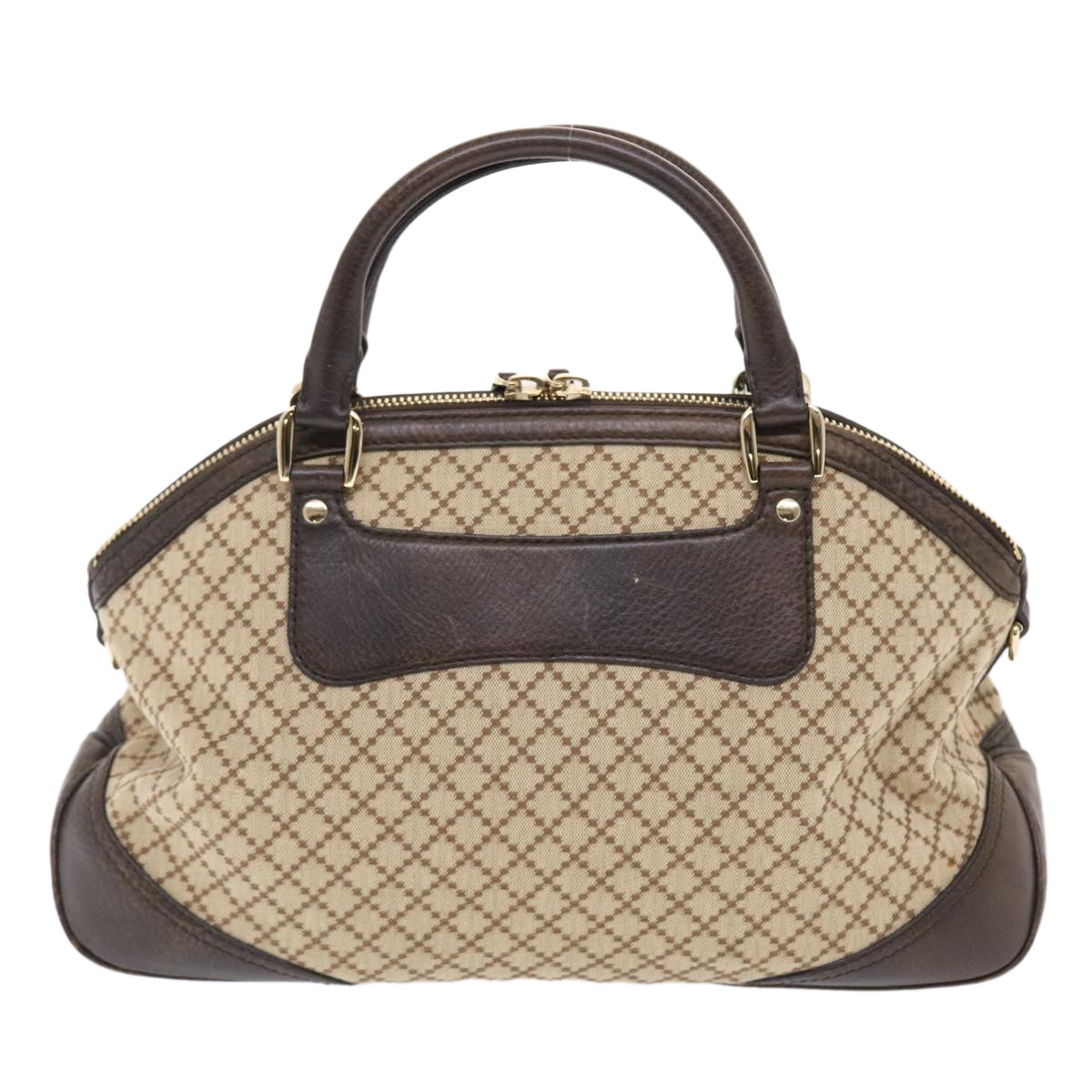 GUCCI Diamante Hand Bag Canvas Leather 2way Brown Beige 247286 tb817