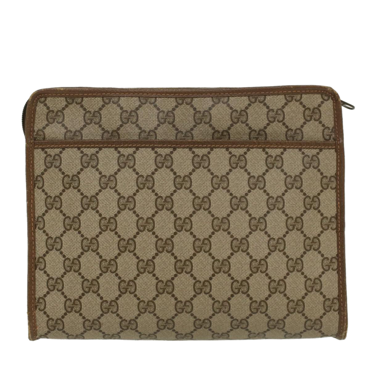 GUCCI GG Canvas Clutch Bag PVC Leather Beige ep898