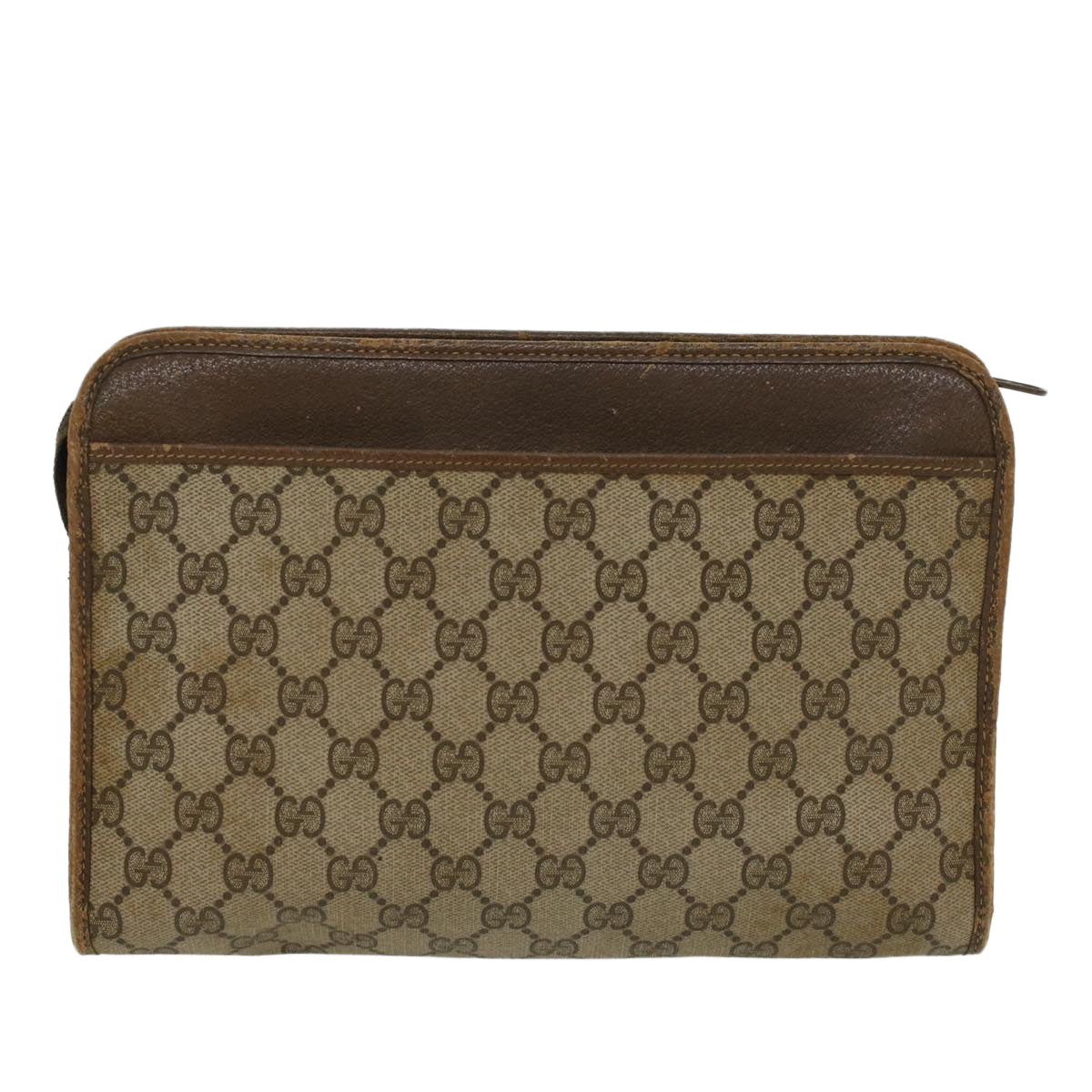 GUCCI GG Canvas Clutch Bag PVC Leather Beige 97.01.037 ar9696B