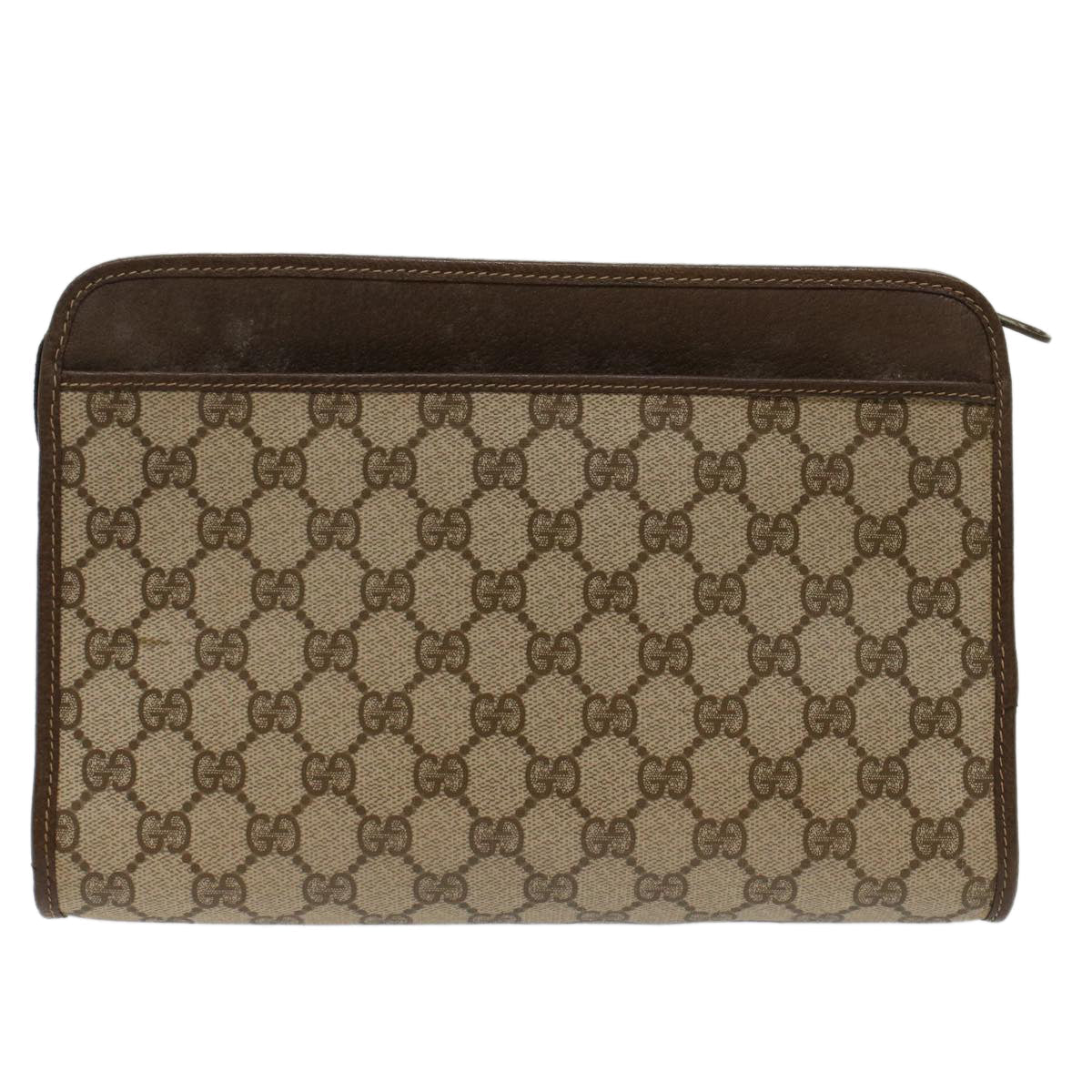 GUCCI GG Canvas Clutch Bag PVC Leather Beige 97.01.037 48147