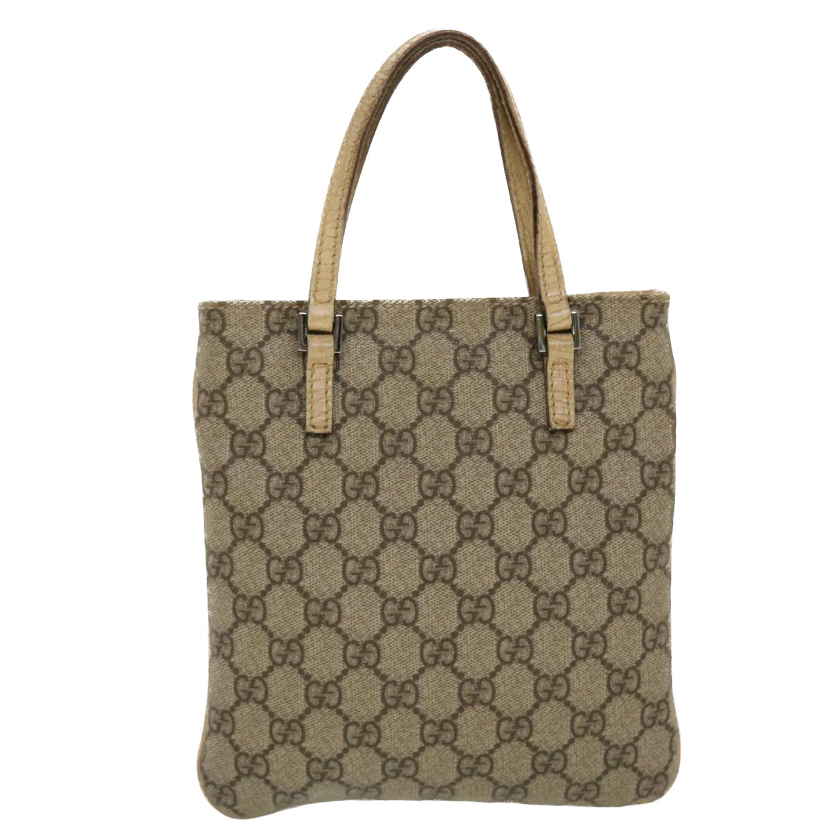 GUCCI GG Canvas Hand Bag PVC Leather Beige 44975