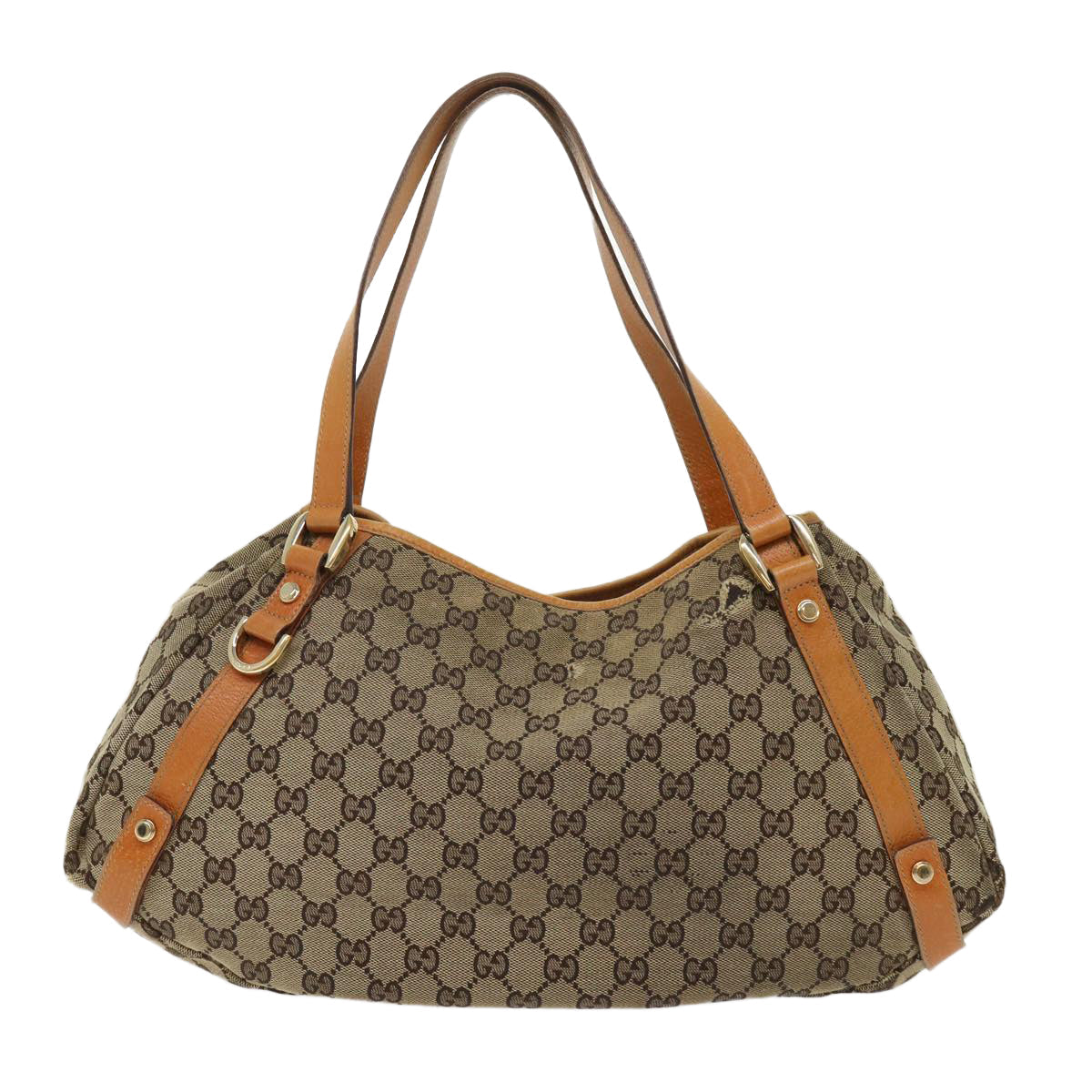 GUCCI GG Canvas Hand Bag Leather Brown 48449