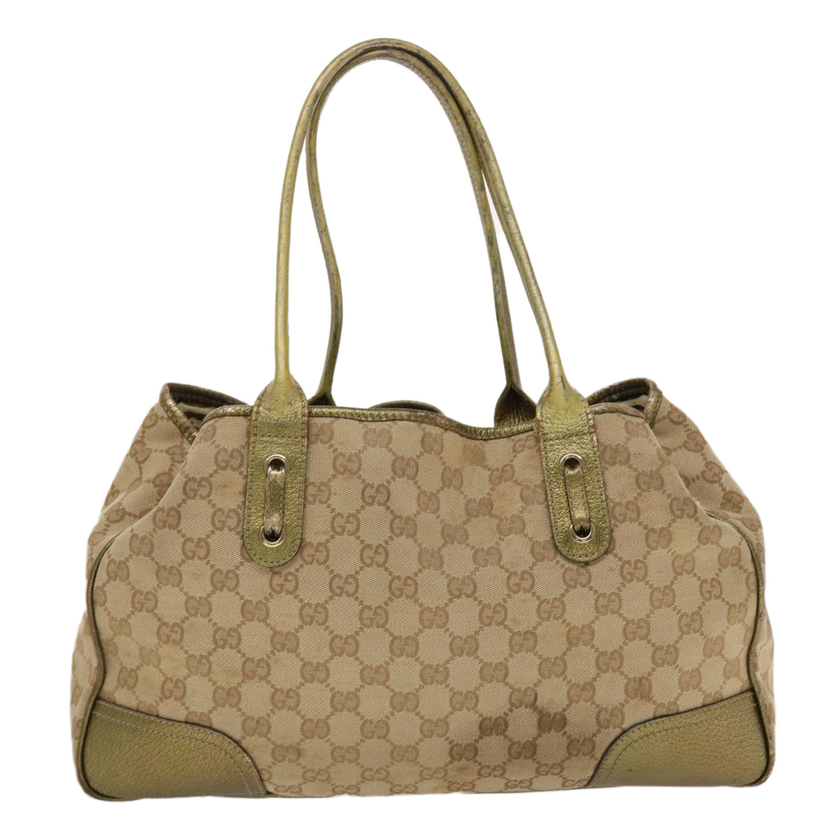 GUCCI GG Canvas Shoulder Bag Beige Gold 49063